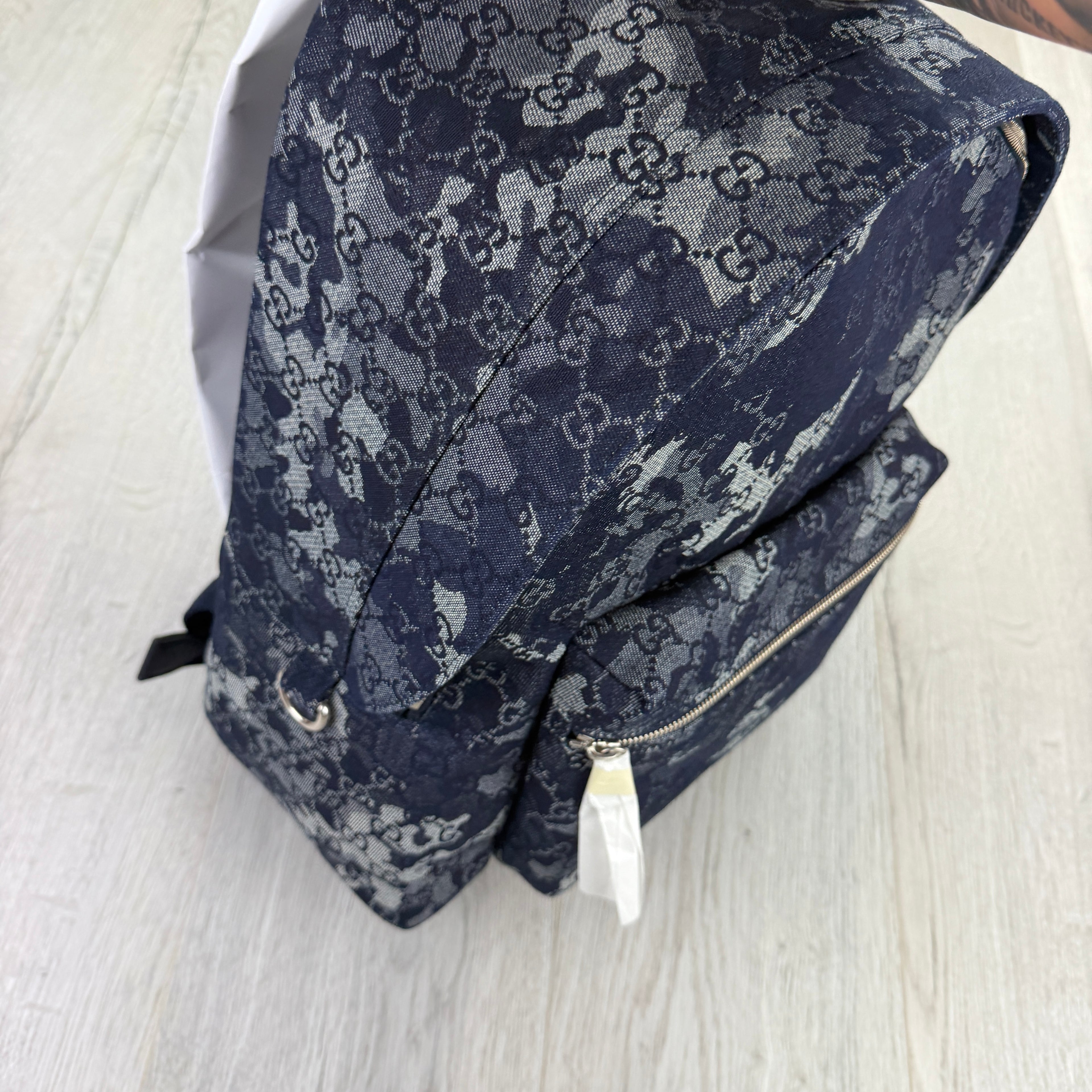 Gucci Men’s Monogram Camo Denim Jumbo GG Backpack