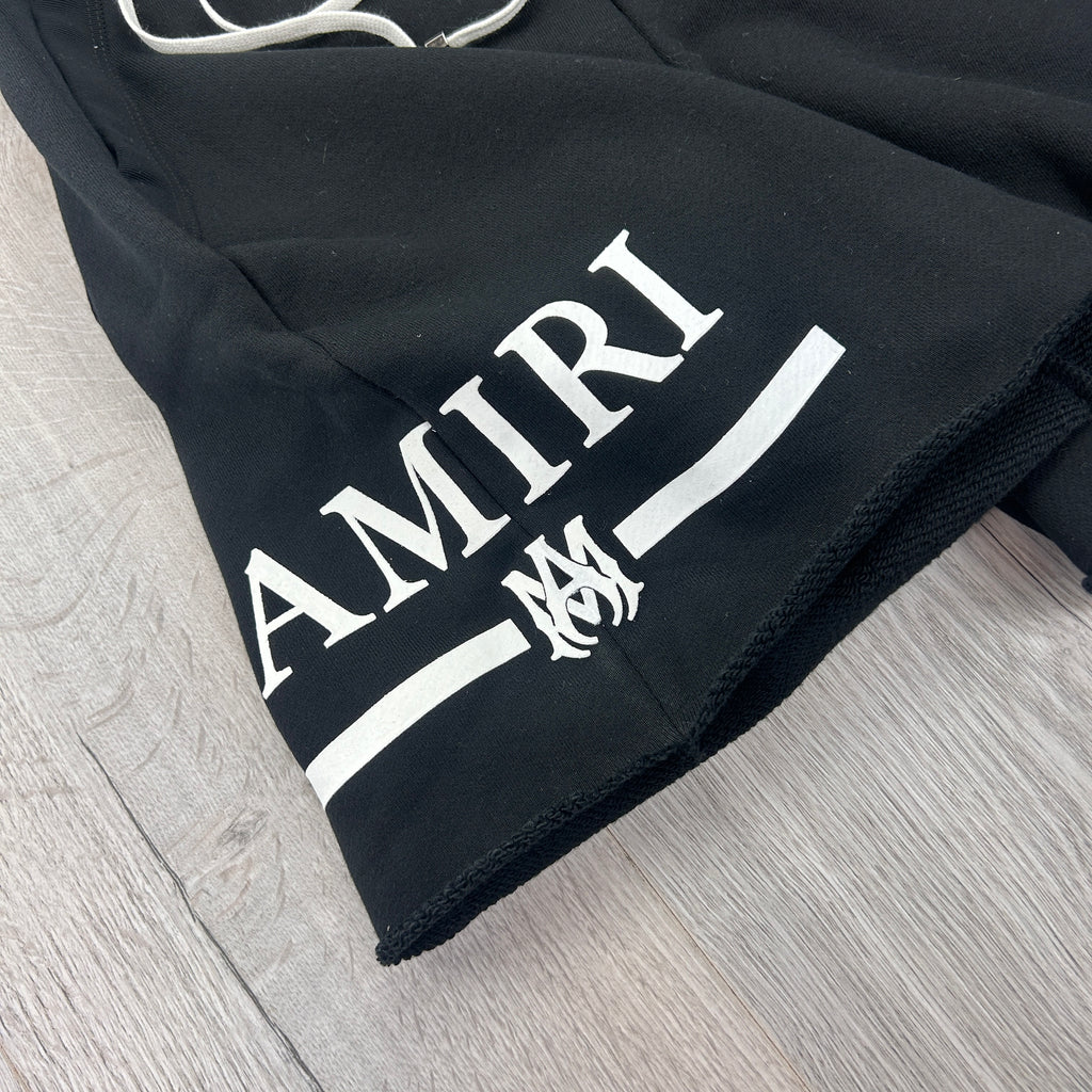 Amiri Men’s Black Cotten Logo Printed Drawstring Shorts