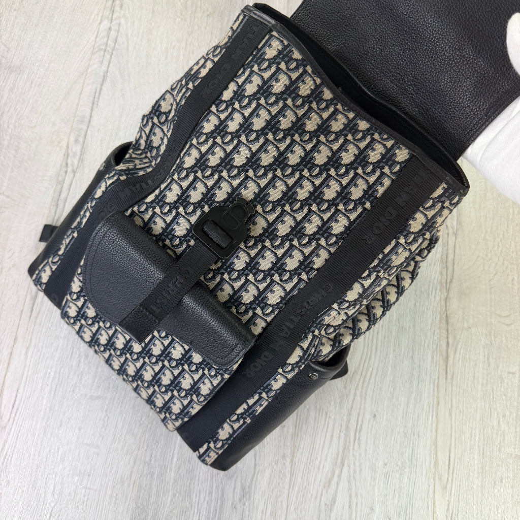Dior Men’s Oblique Jacquard Saddle Backpack With Flap