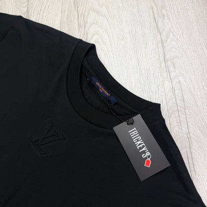Louis Vuitton Men’s Black Embossed Logo T-shirt - Small