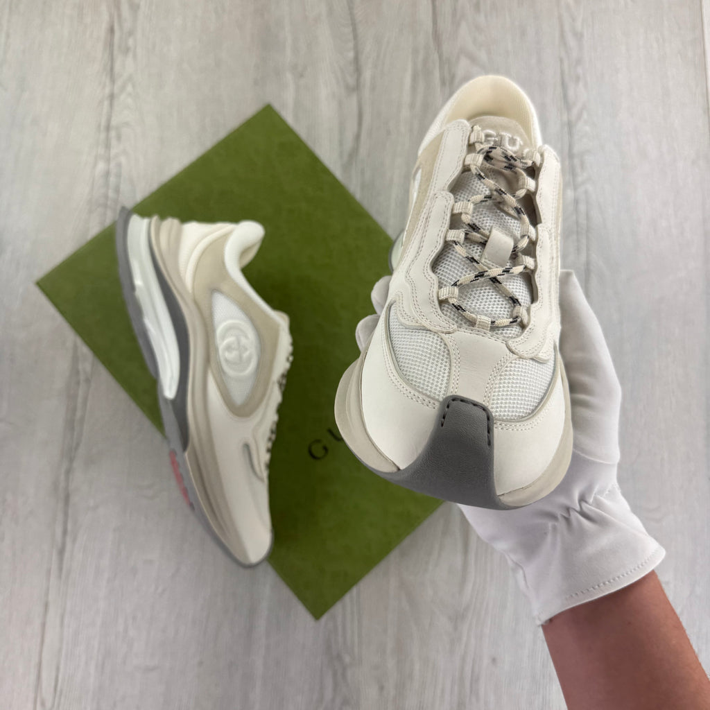 Gucci Men’s GG Nubuk Alaska White Trainers - Uk 10.5