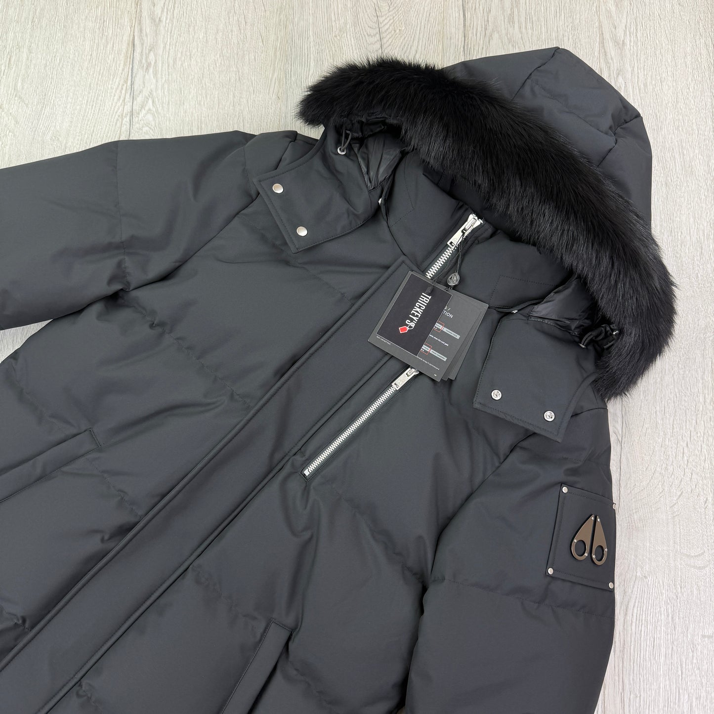 Moose Knuckles Men’s Black 3Q Shearling-Trim Jacket