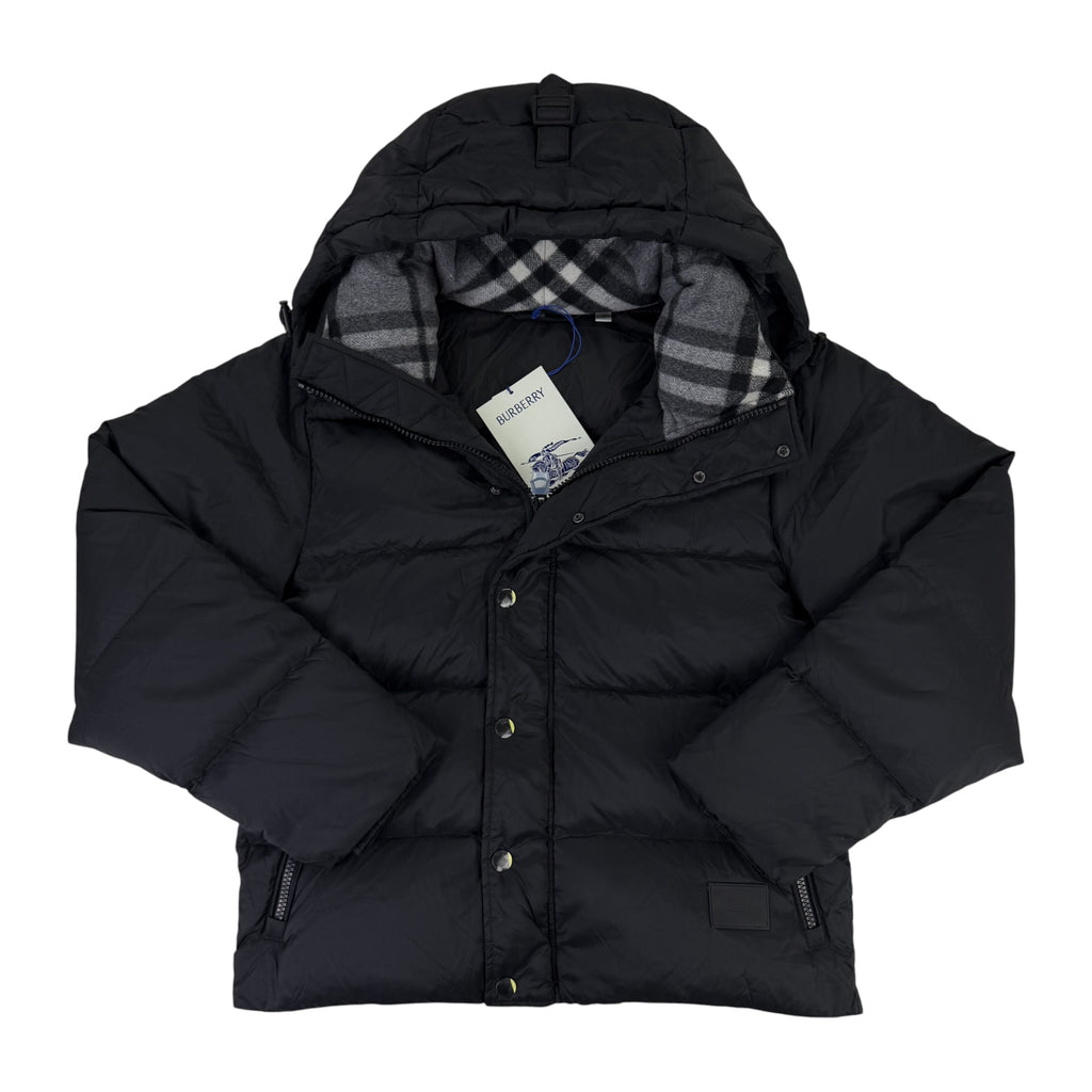 Burberry Men’s Halsby Hooded Check Black Down Jacket