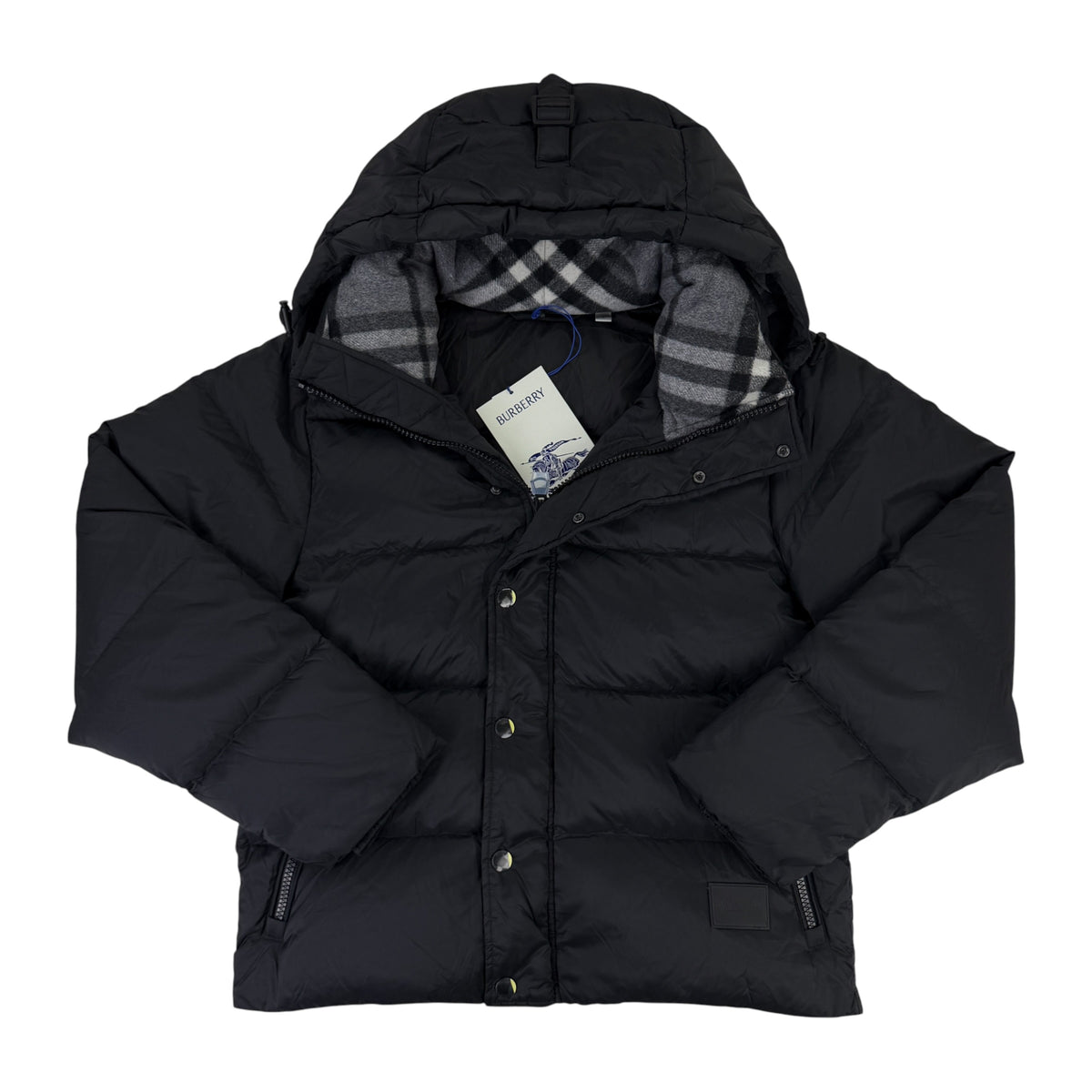 Burberry Men’s Halsby Hooded Check Black Down Jacket