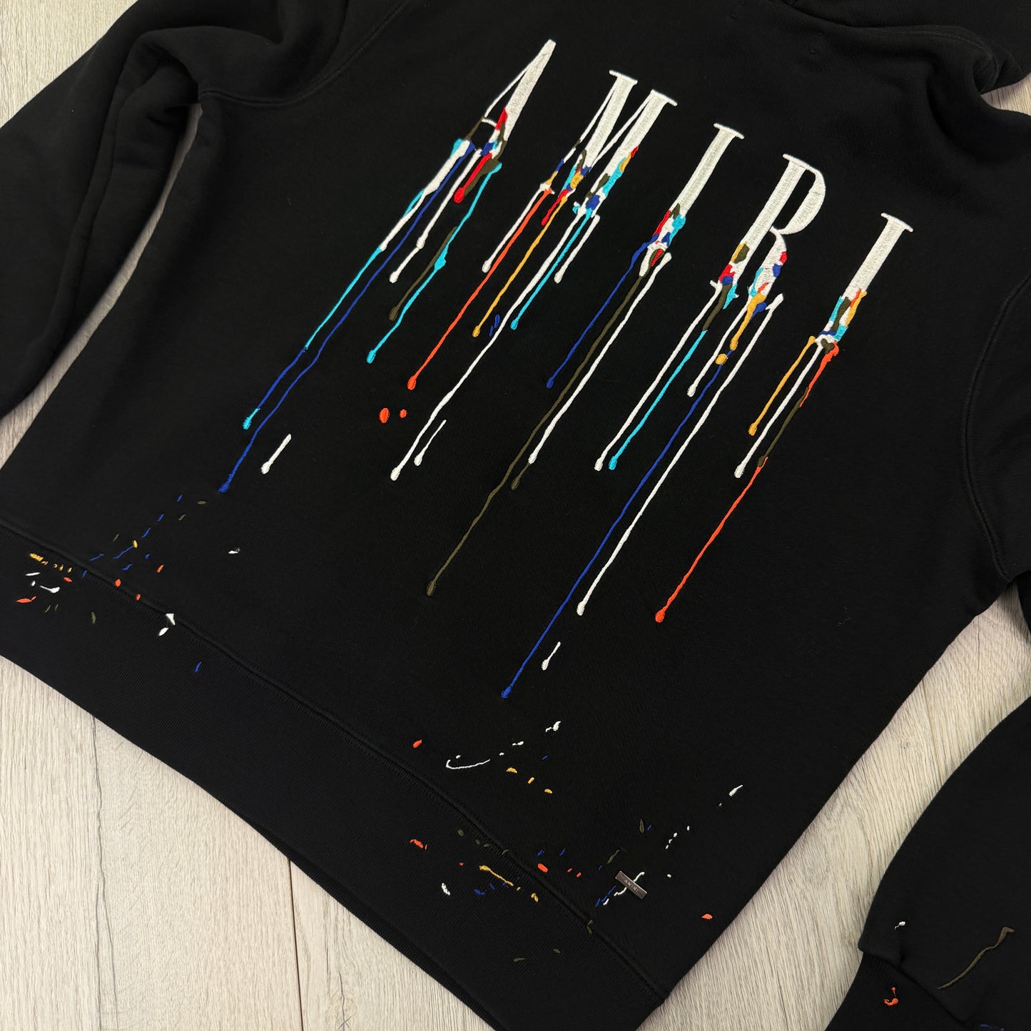 Amiri Men’s Black Paint Drip Logo Hoodie