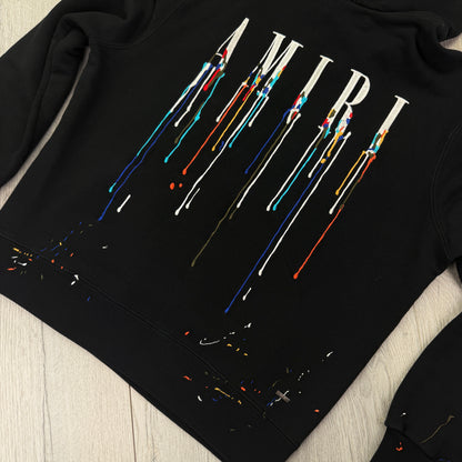 Amiri Men’s Black Paint Drip Logo Hoodie