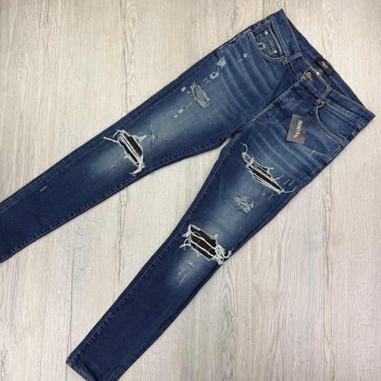 Amiri Men’s Blue MX1 Distressed Ripped Jeans - Uk 33