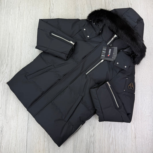 Moose Knuckles Men’s Black 3Q Shearling-Trim Jacket