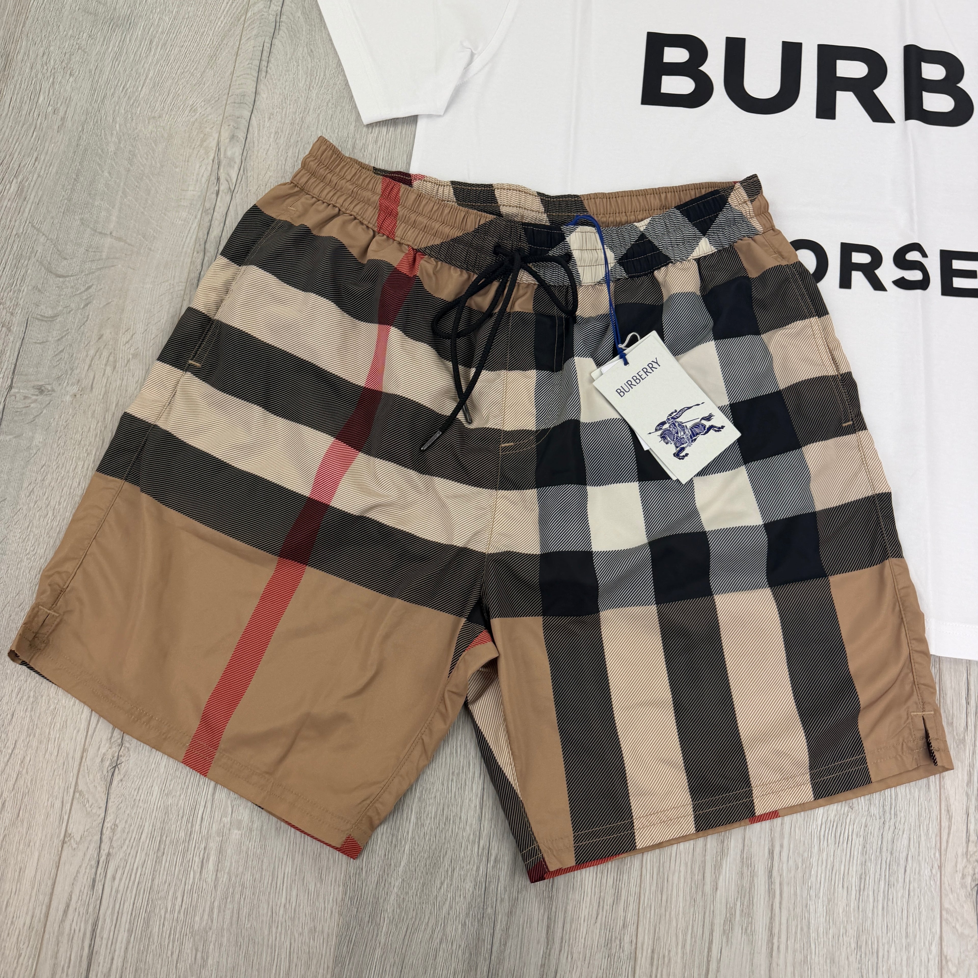 Burberry Men’s White T-shirt & Shorts Set