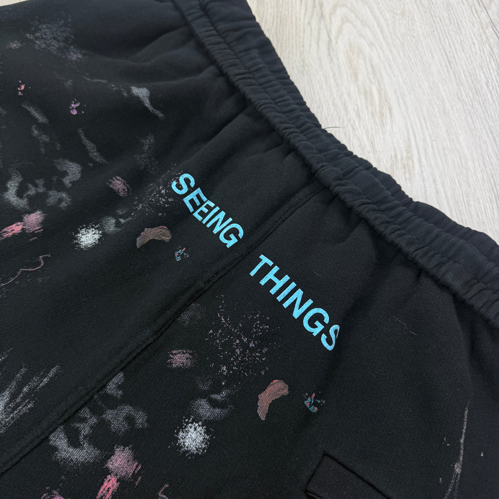 Off White Men’s Distressed ‘Seeing Things’ Jersey Shorts - Medium