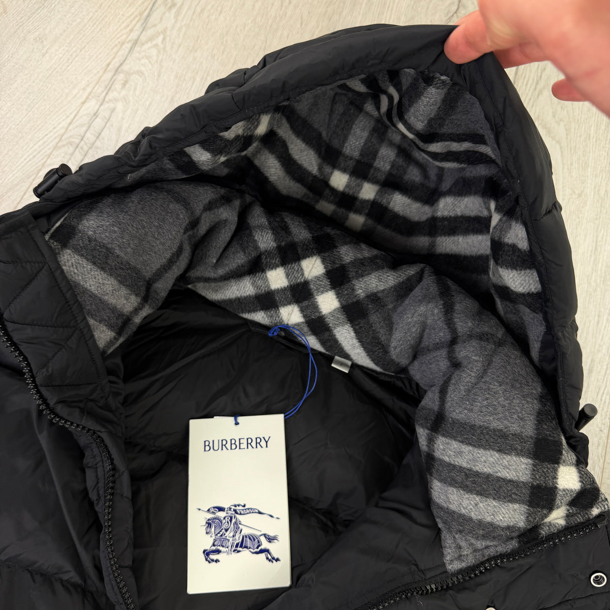 Burberry Men’s Halsby Hooded Check Black Down Jacket
