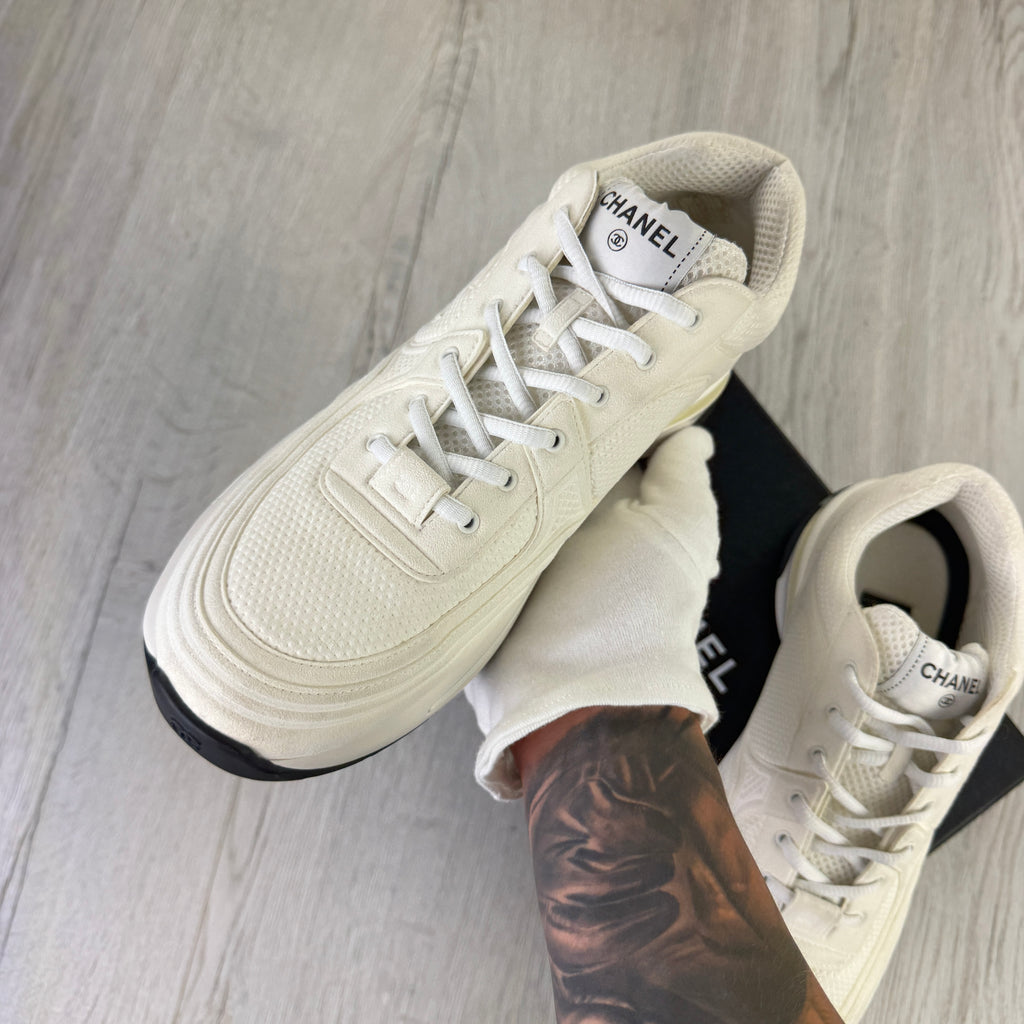 Chanel Men’s White CC Runners - Uk 11