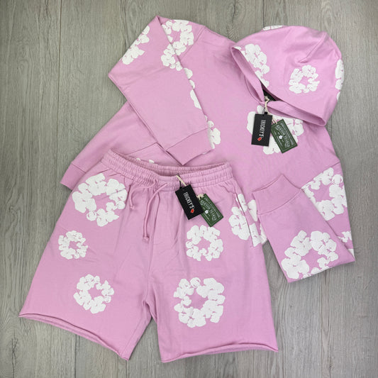 Denim Tears Men’s Pink Shorts & Hoodie Set