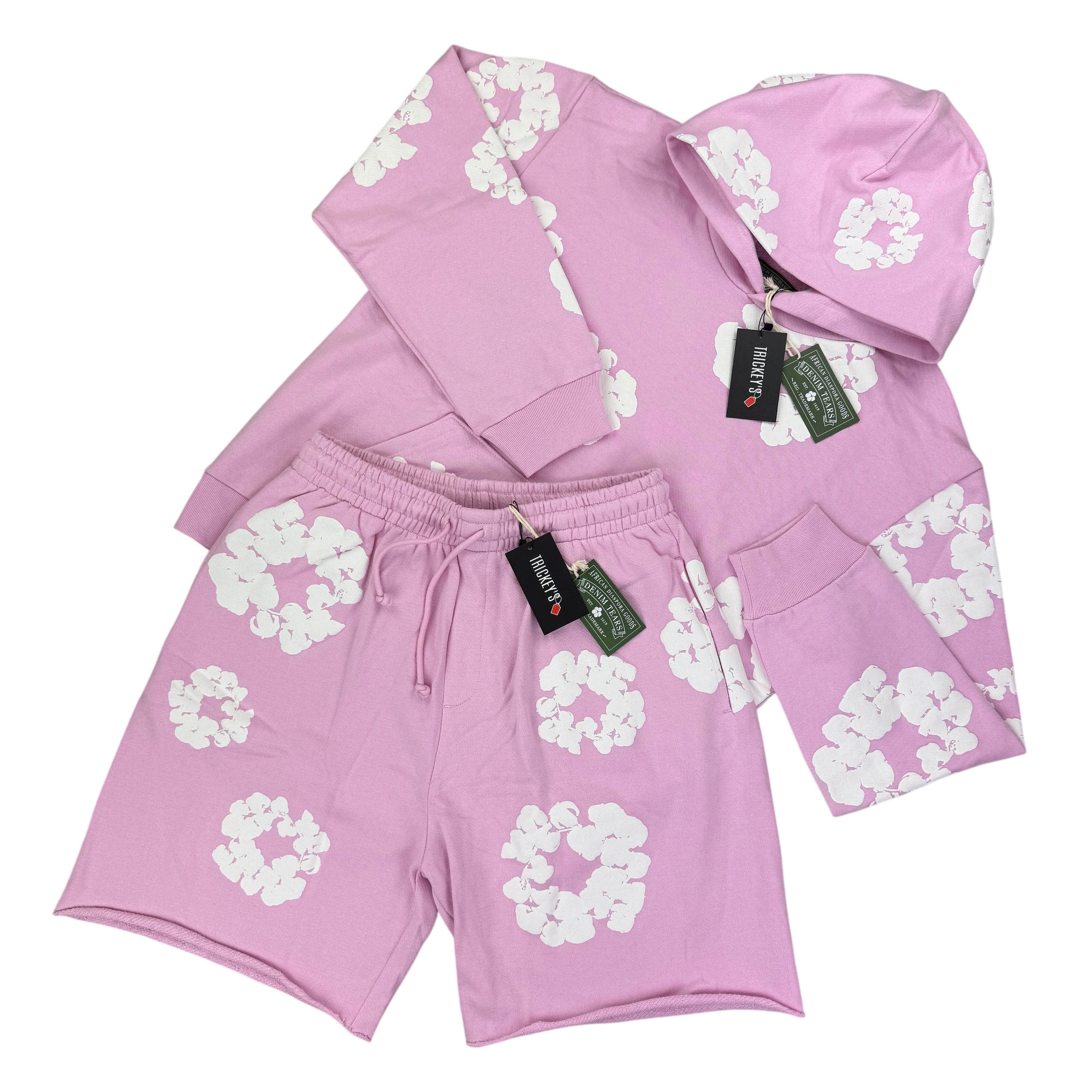 Denim Tears Men's Pink Shorts & Hoodie Set – Trickey.store Denim Tears Men's Pink Shorts & Hoodie Set – Trickey.store