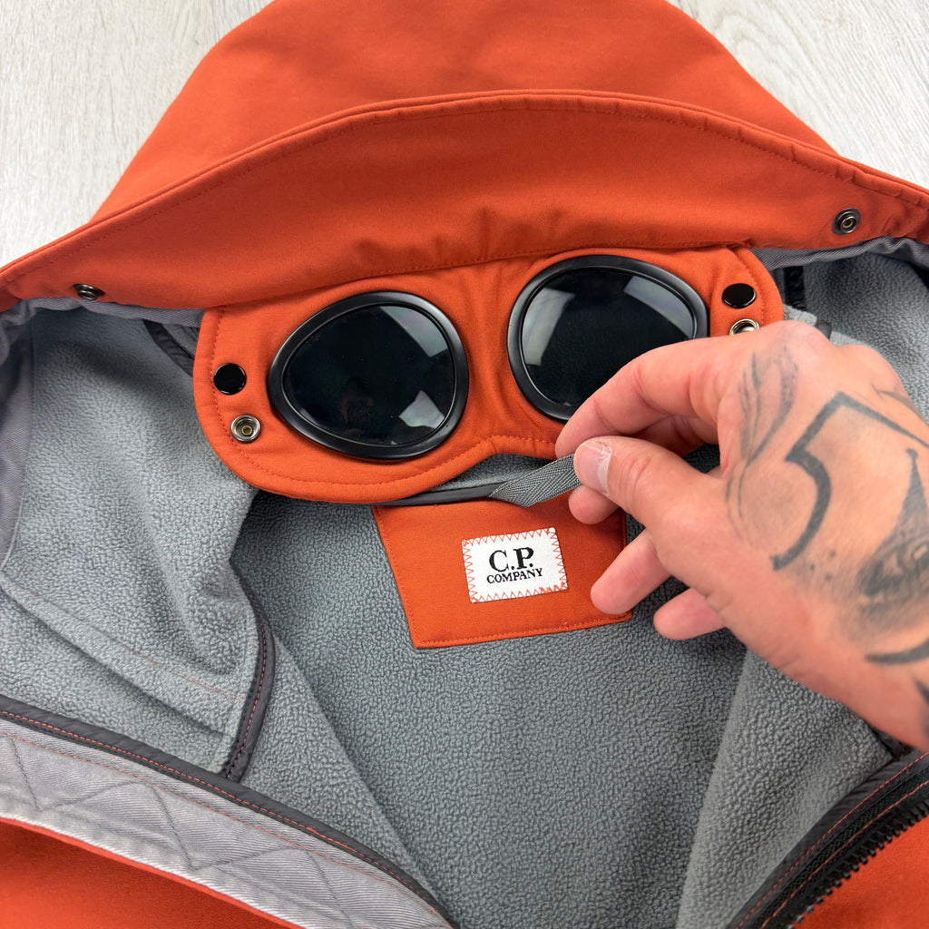 Cp Company Men’s Orange Zip Up Goggled Soft Shell Jacket - 52