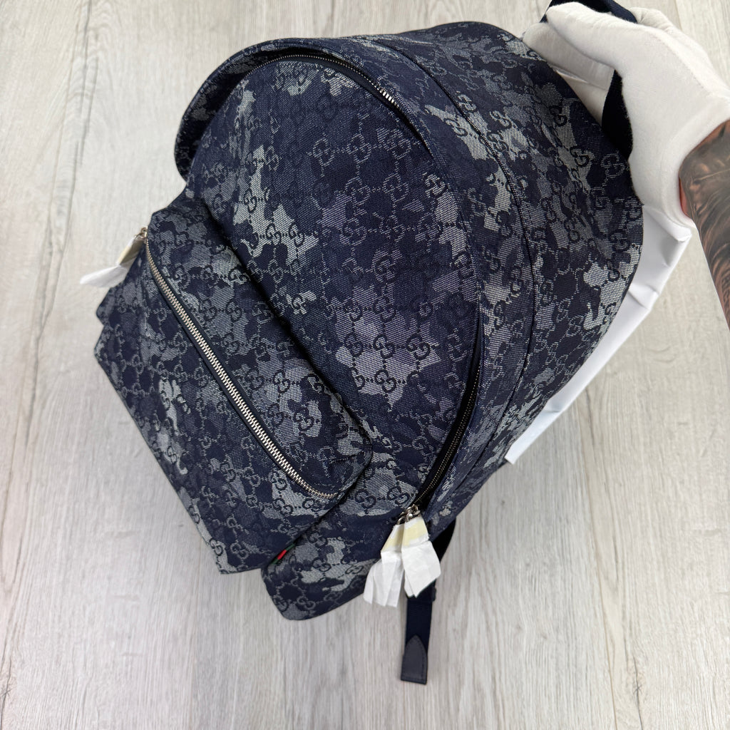 Gucci Men’s Monogram Camo Denim Jumbo GG Backpack