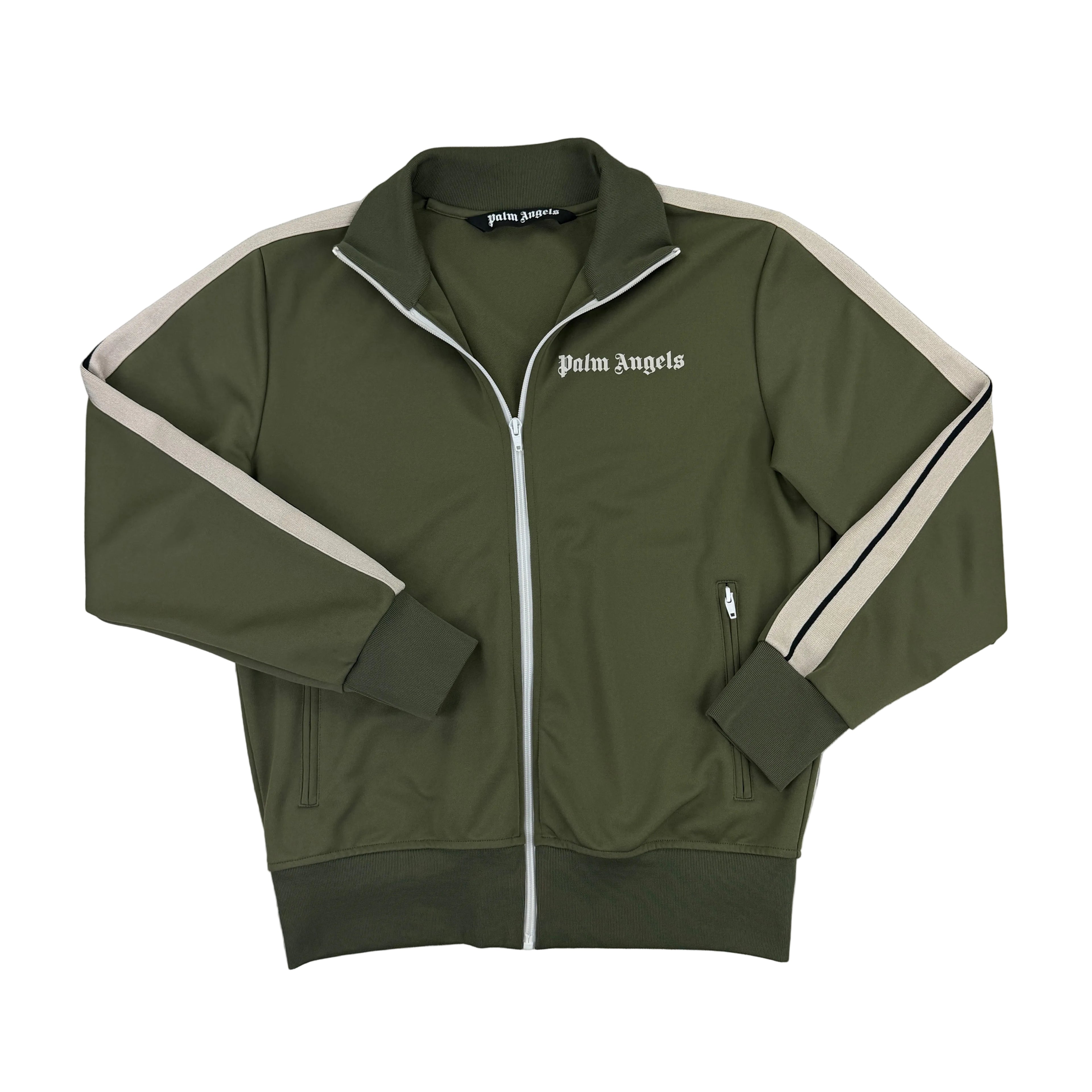 Palm Angels Men’s Khaki Green Track Jacket - Medium Slim