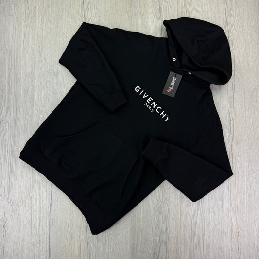 Givenchy Men’s Black Cracked Logo Pullover Hoodie - Small