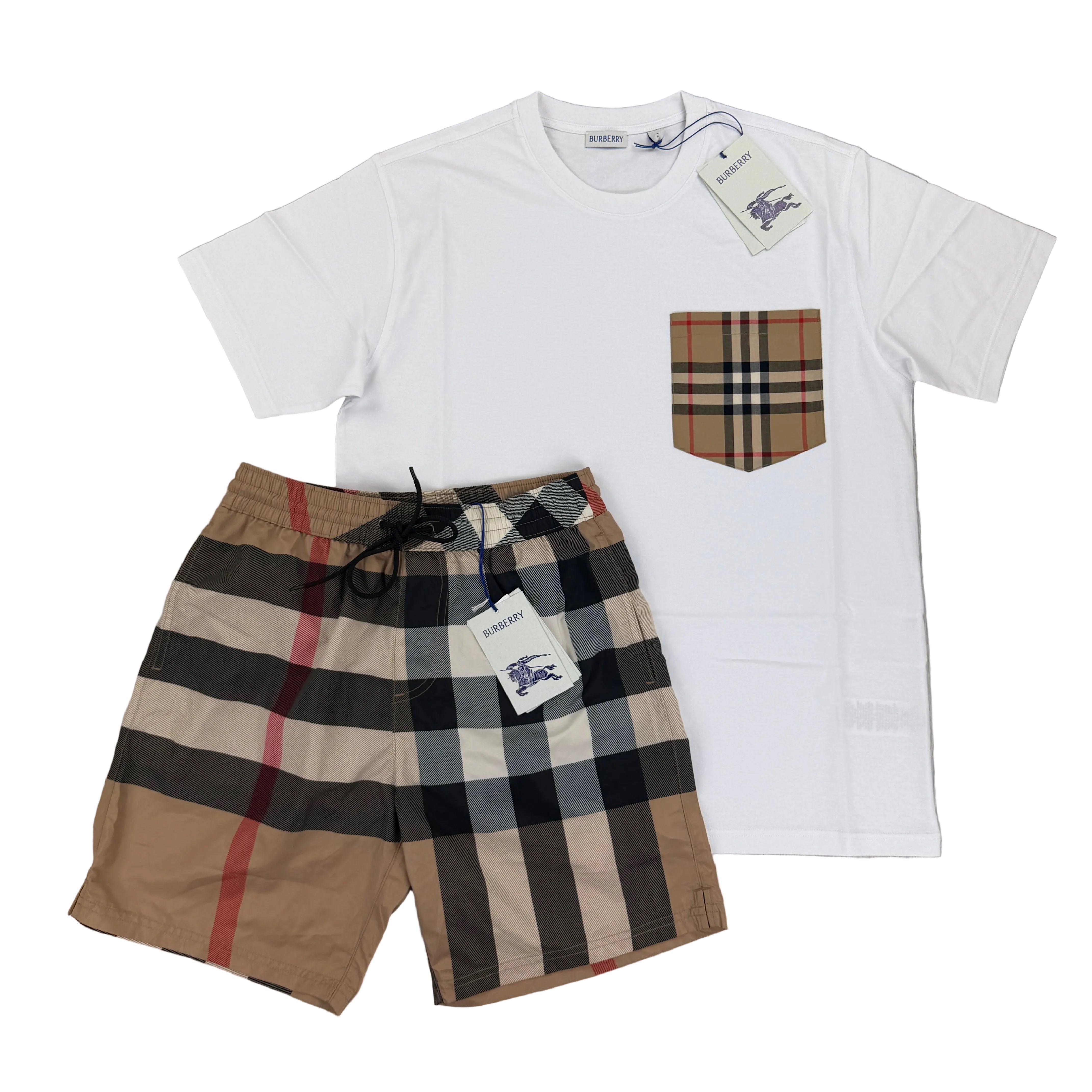 Burberry Men's White T-shirt & Shorts Set – Trickey.store