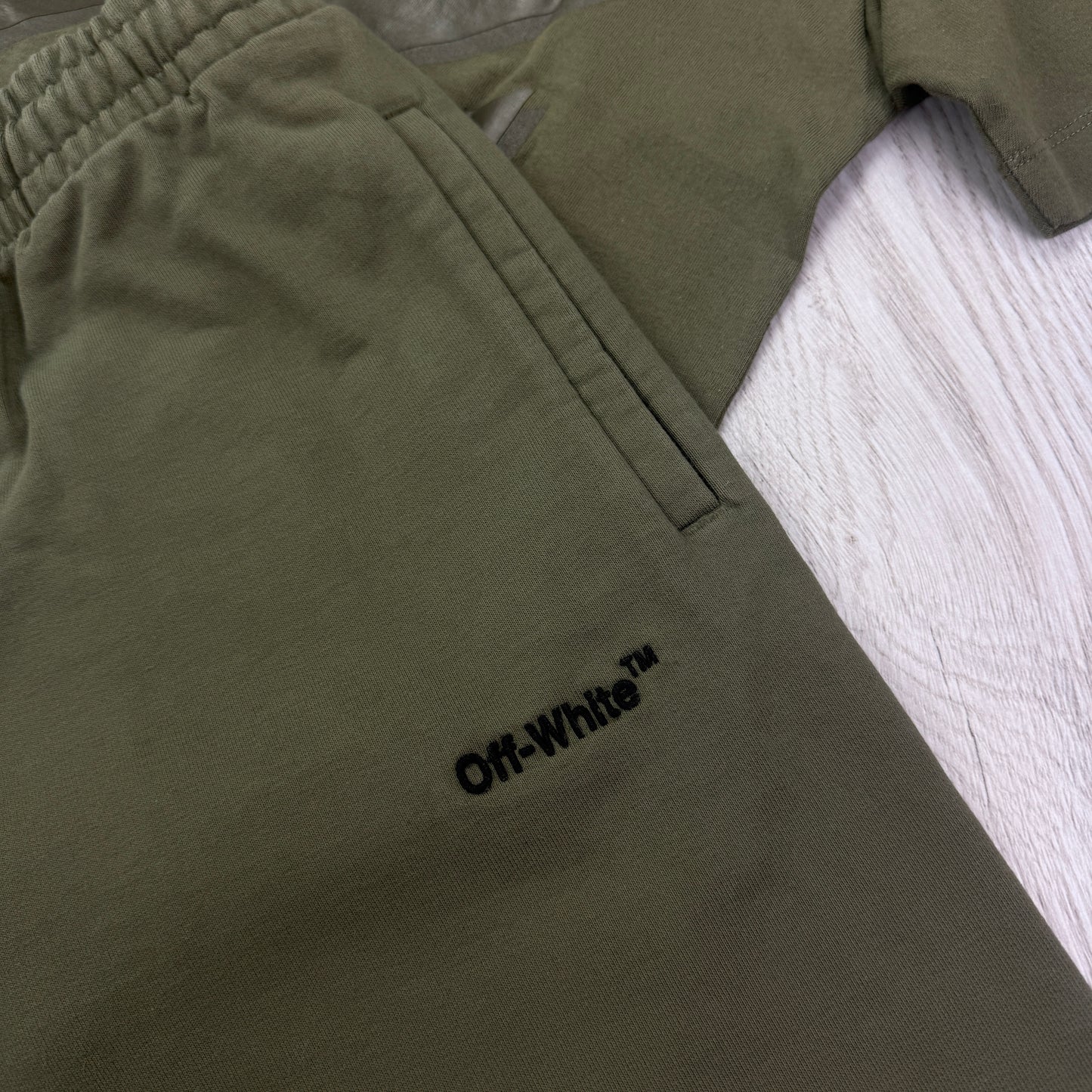 Off White Men’s Khaki T-shirt & Shorts Set - Medium