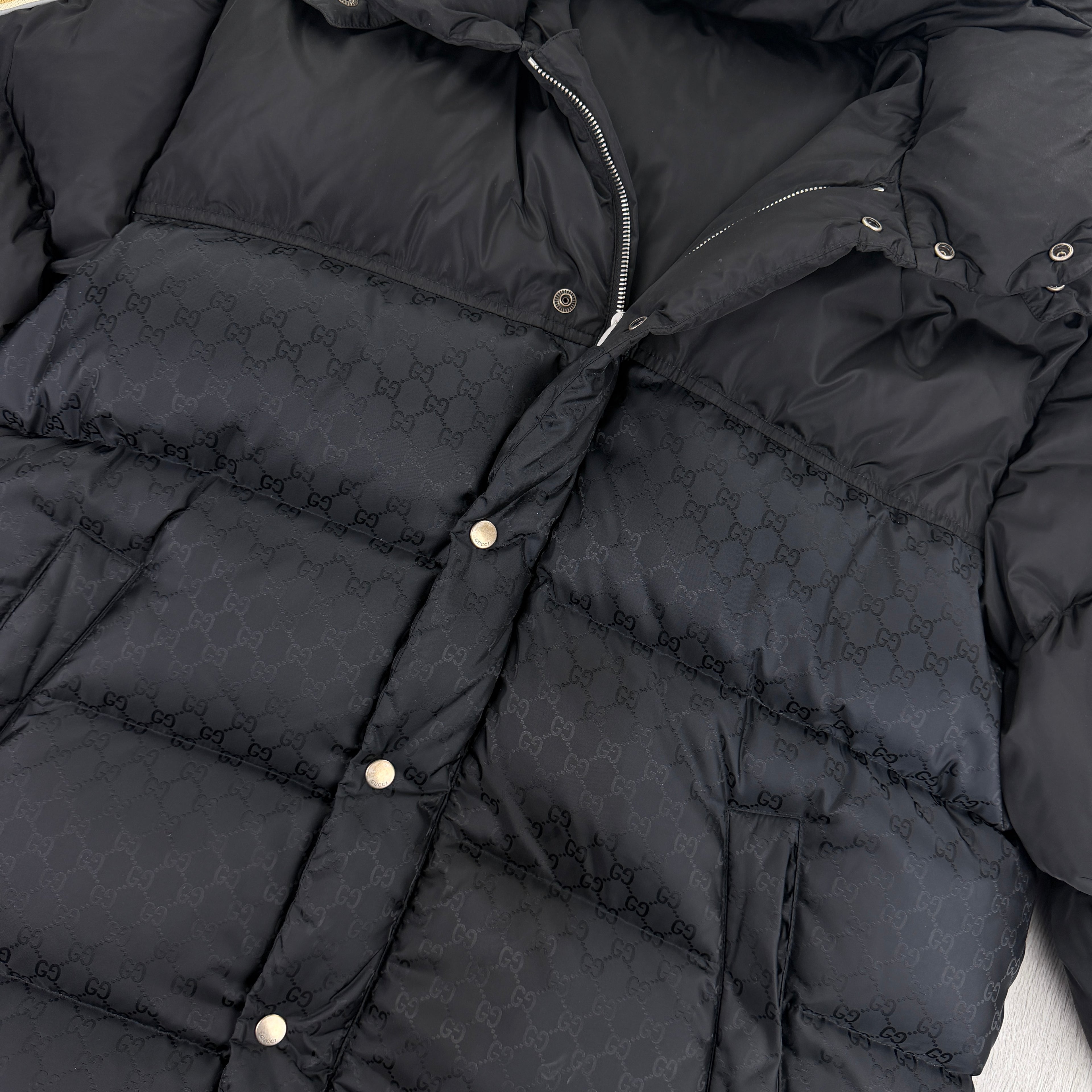 Gucci Men’s GG Jacquard Nylon Padded Down Jacket - Size 50 (L/XL)