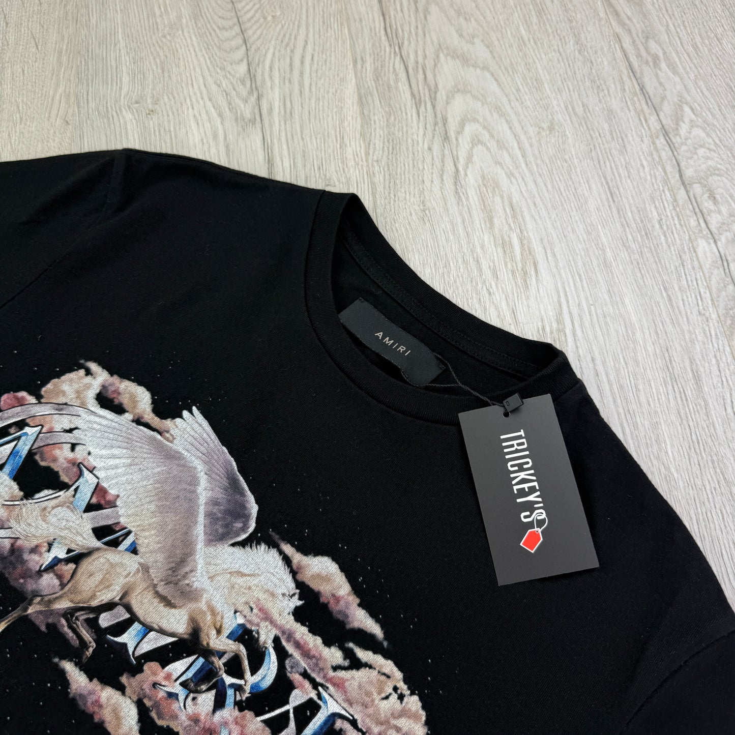Amiri Men’s Black Pegasus Script Logo T Shirt