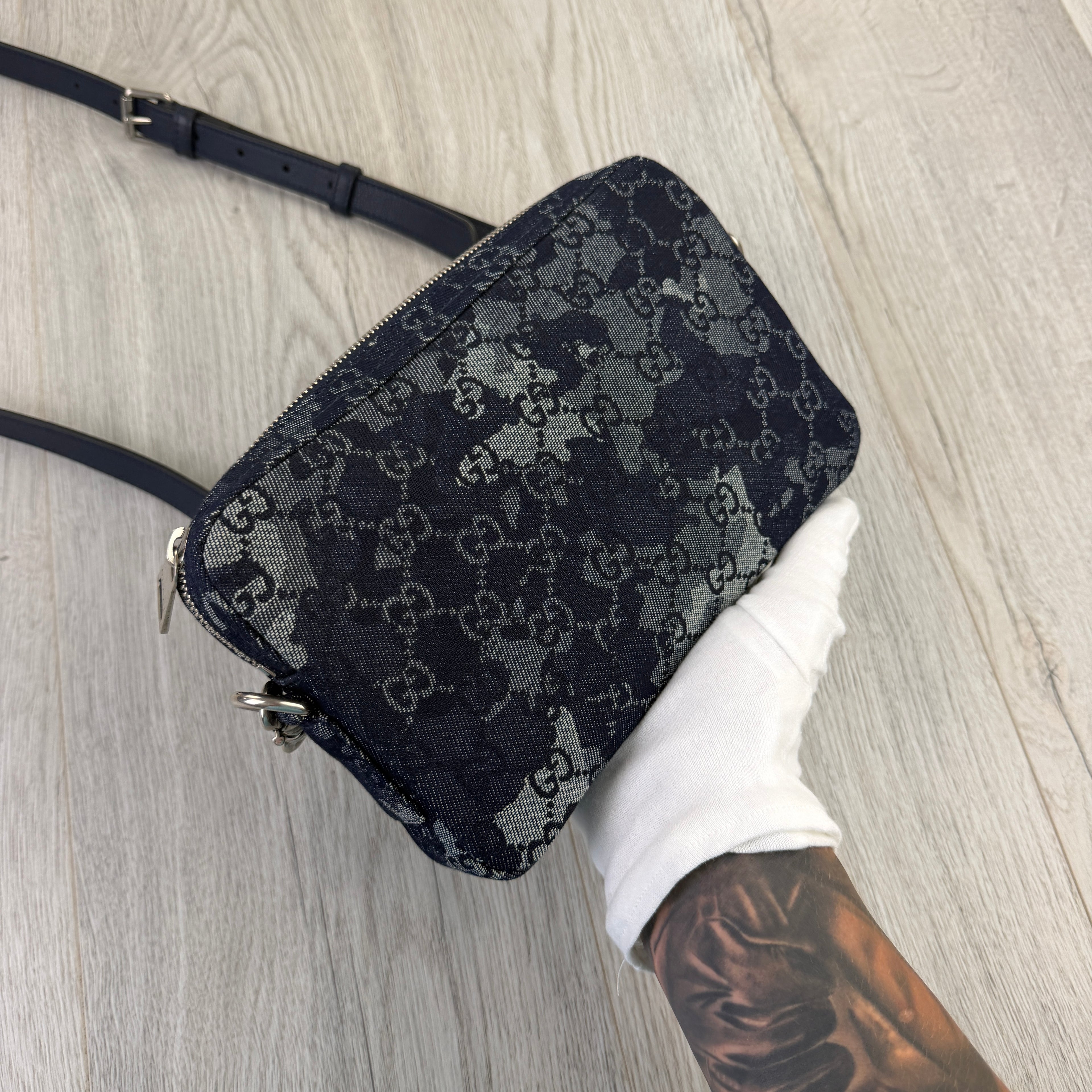 Gucci Men’s Blue Camo GG Monogram Small Side Big