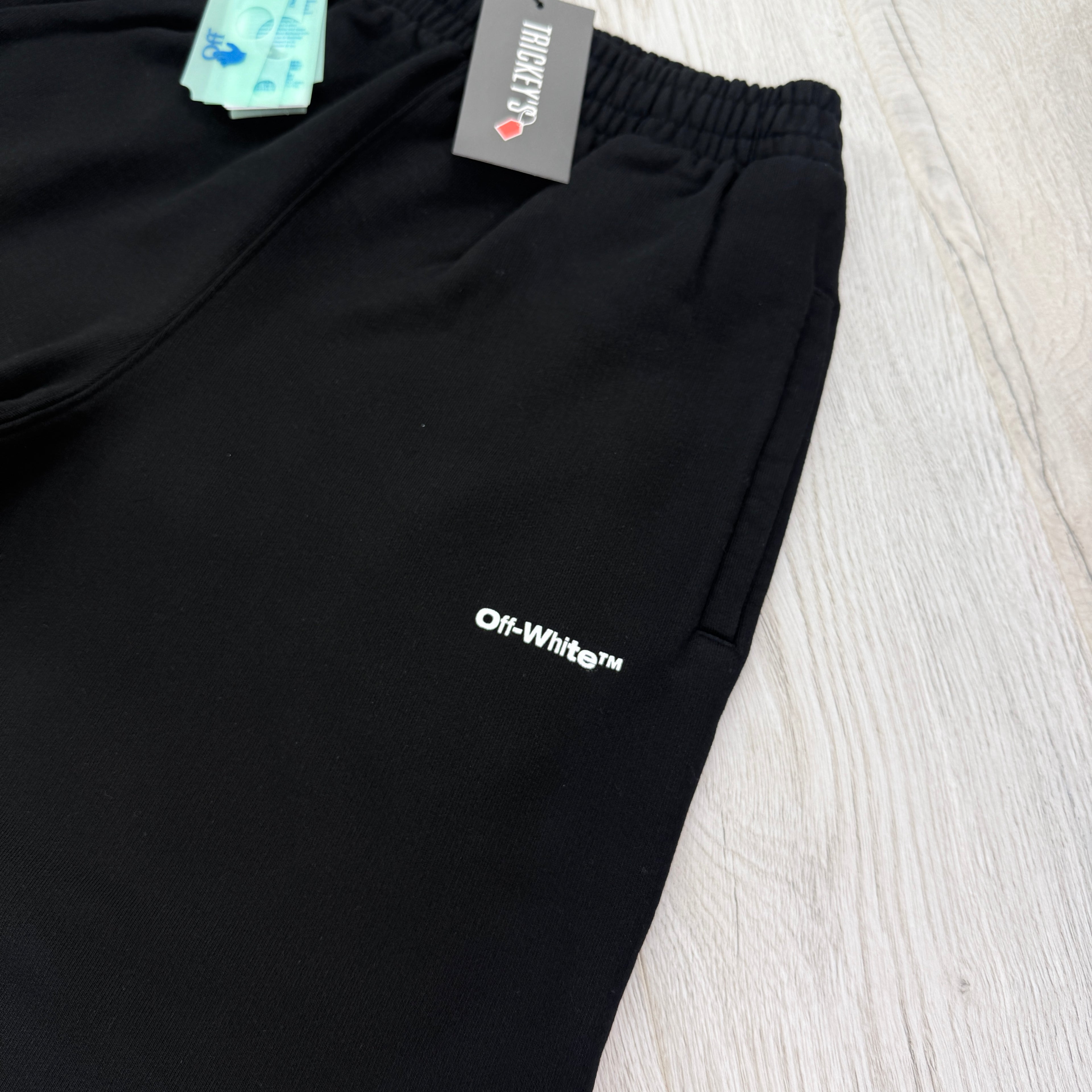 Off White Men’s Black Wave Outline Diag Jersey Shorts