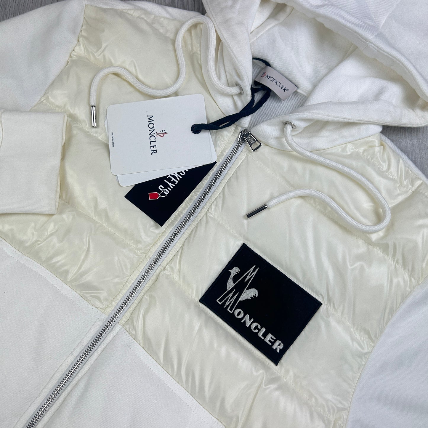 Moncler Men’s Zip-up White  Padded Modella Maglia Cardigan - XXL