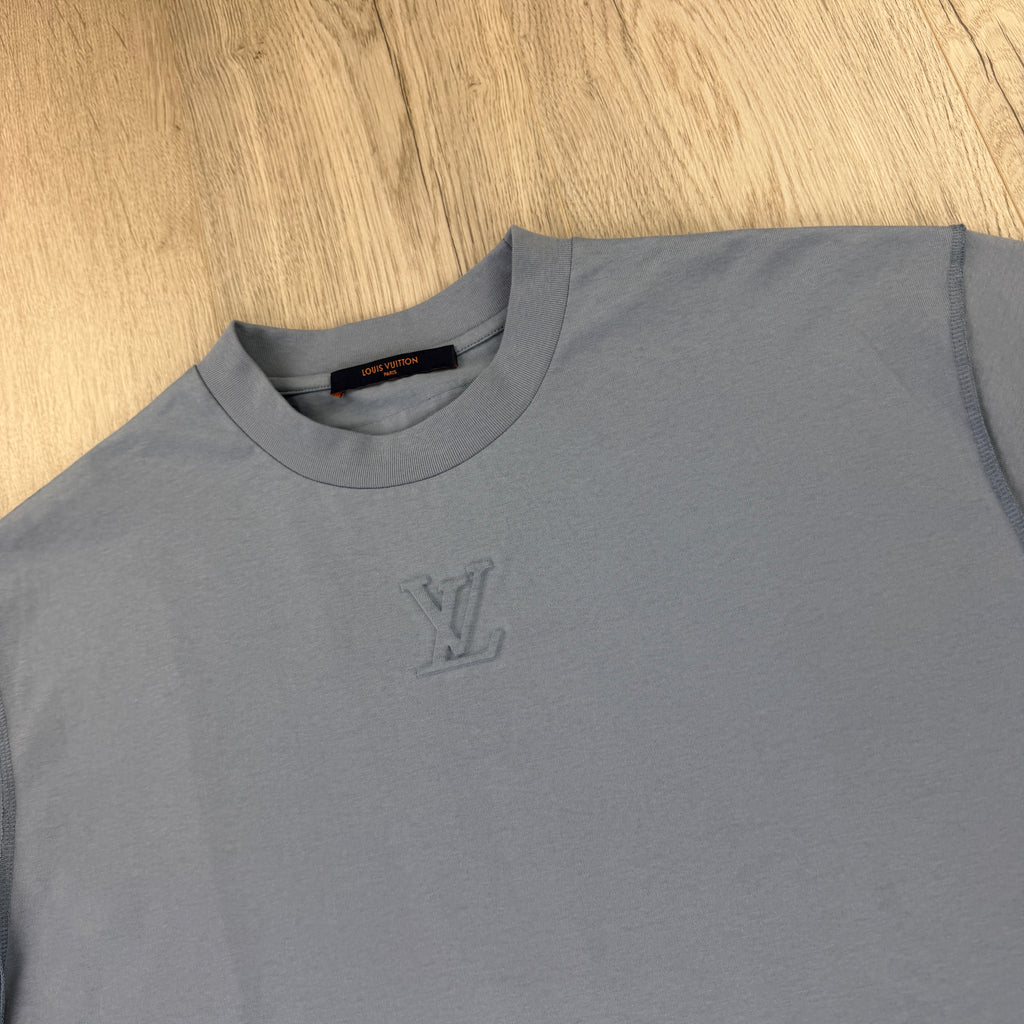 Louis Vuitton Men's Baby Blue Embossed T-shirt - Medium Oversized