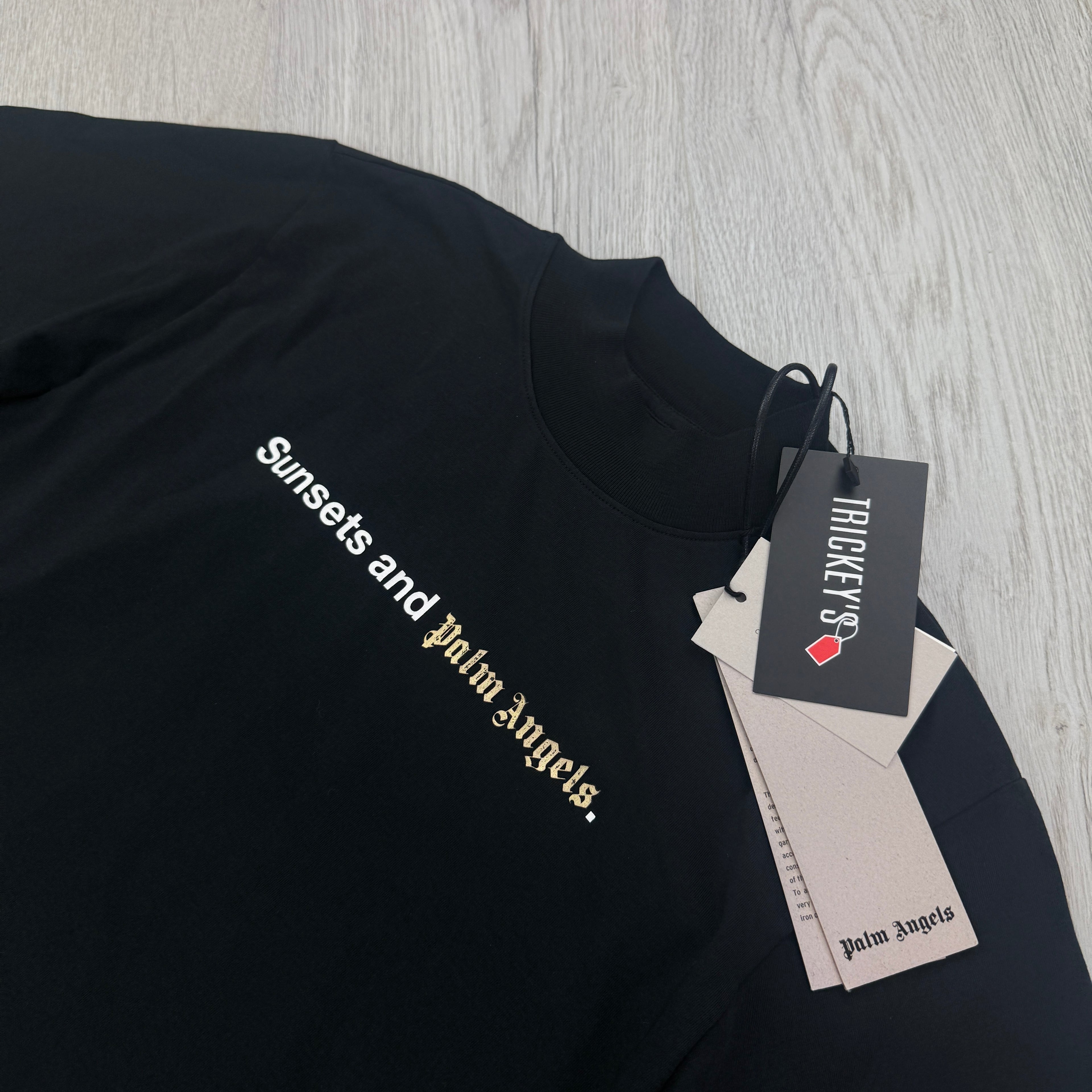 Palm Angels Women’s Black Cropped ‘Sunset & Palm Angels’ Top