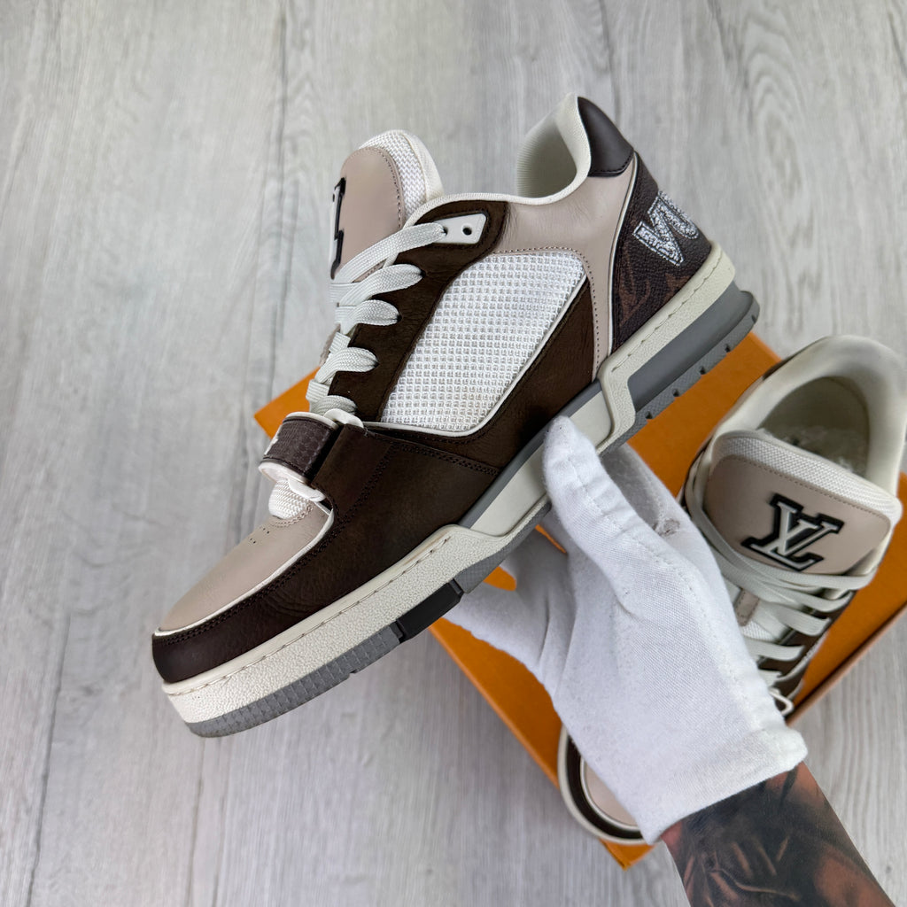 Louis Vuitton Men’s Moka Brown Monogram Flower Trainers - Uk 8 (Fit 8.5/9)