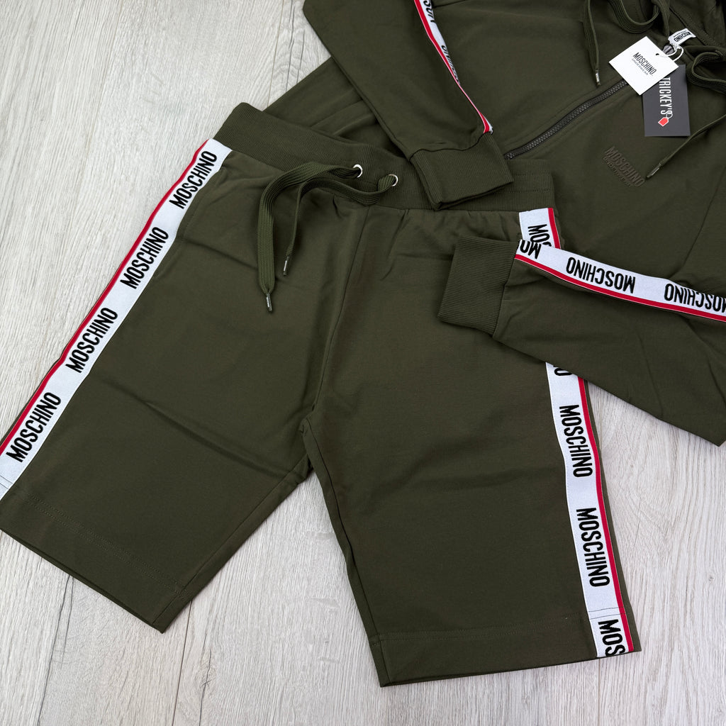 Moschino Khaki Green Hoodie & Shorts Set
