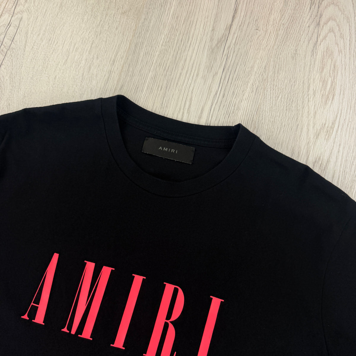 Amiri Men’s Black T-shirt Red Logo - Medium