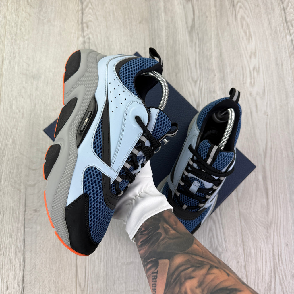 Dior B22 Light Blue Runners Orange Bottom Trainers