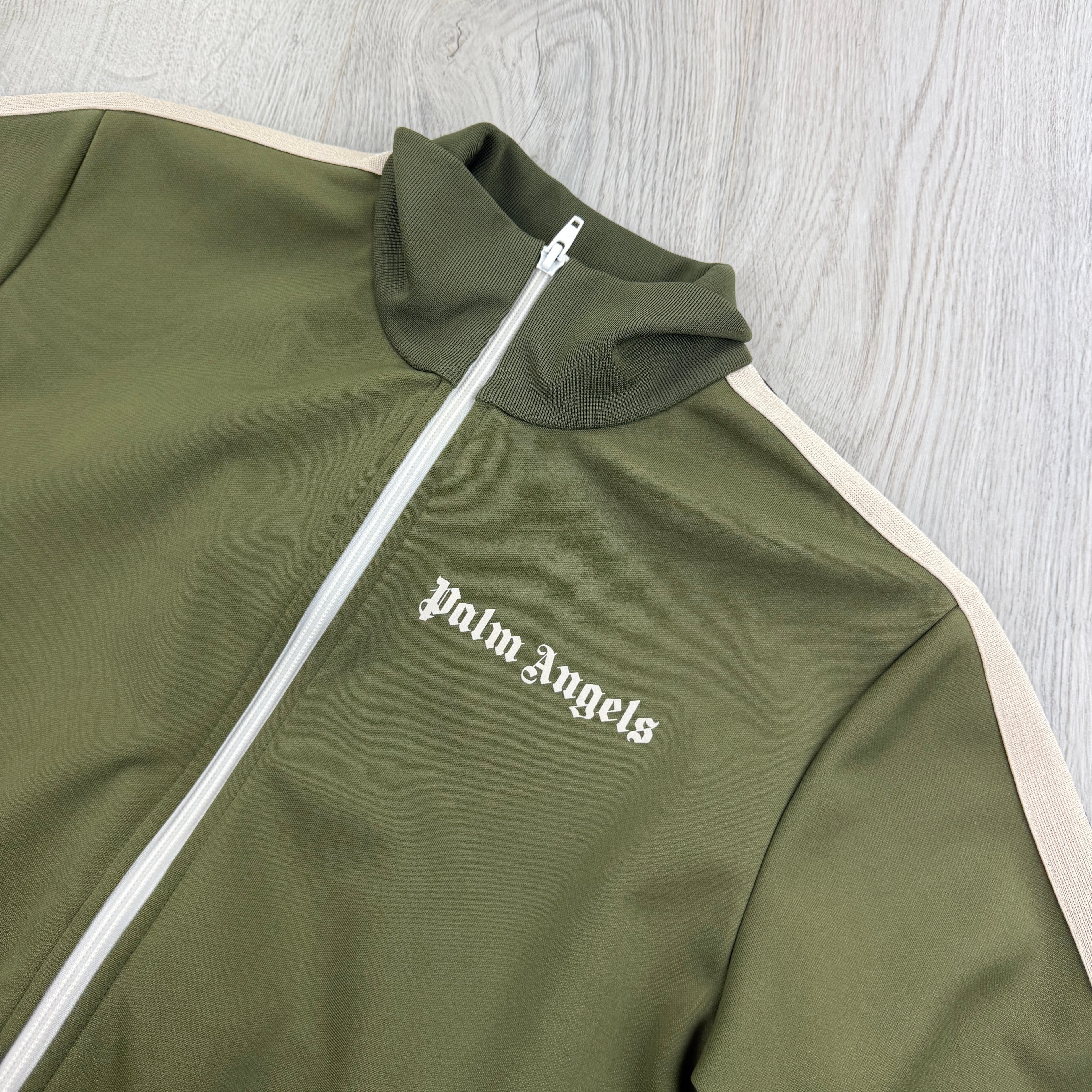 Palm Angels Men’s Khaki Green Track Jacket - Medium Slim