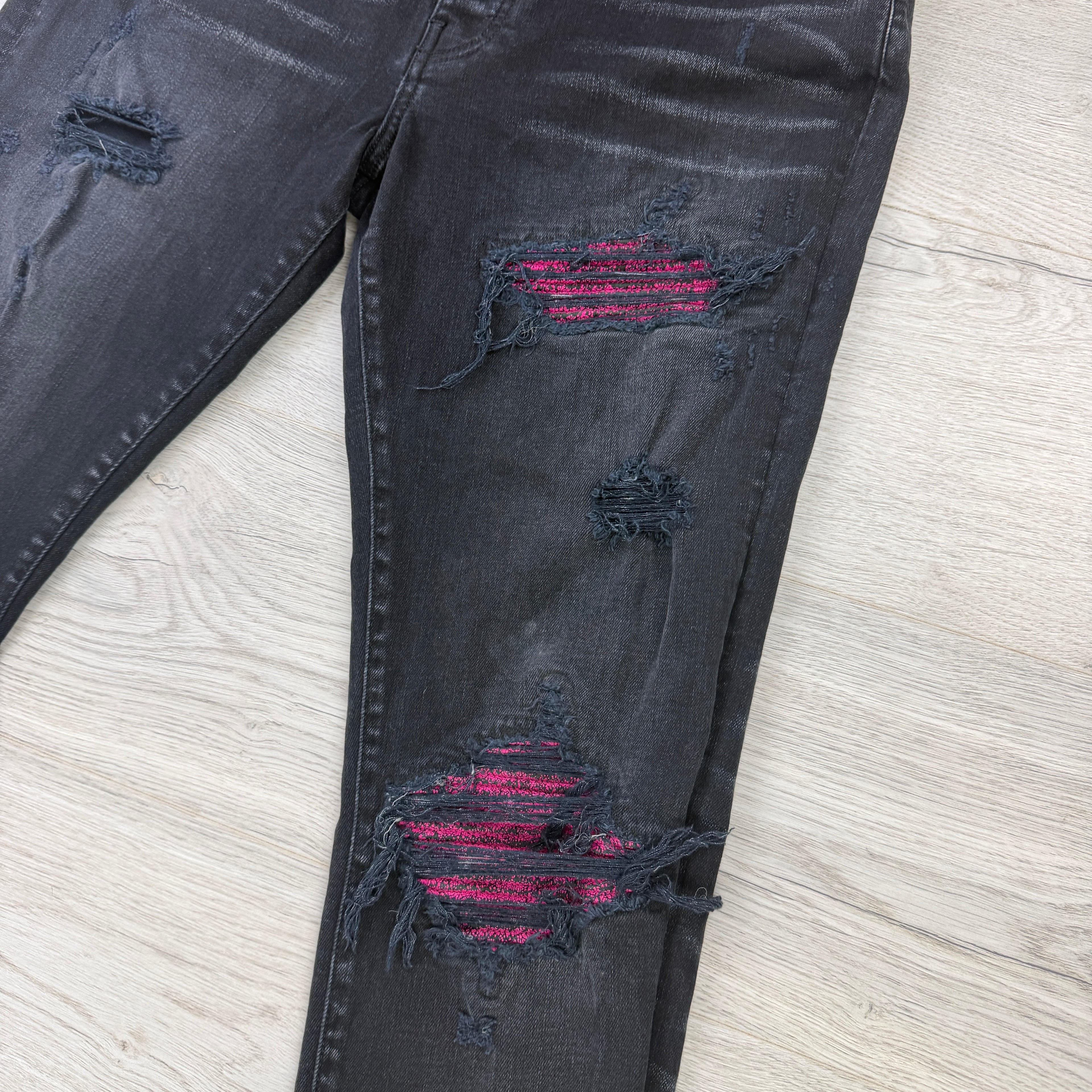 Amiri Men’s MX1 Aged Black Distressed Jeans - Uk 36