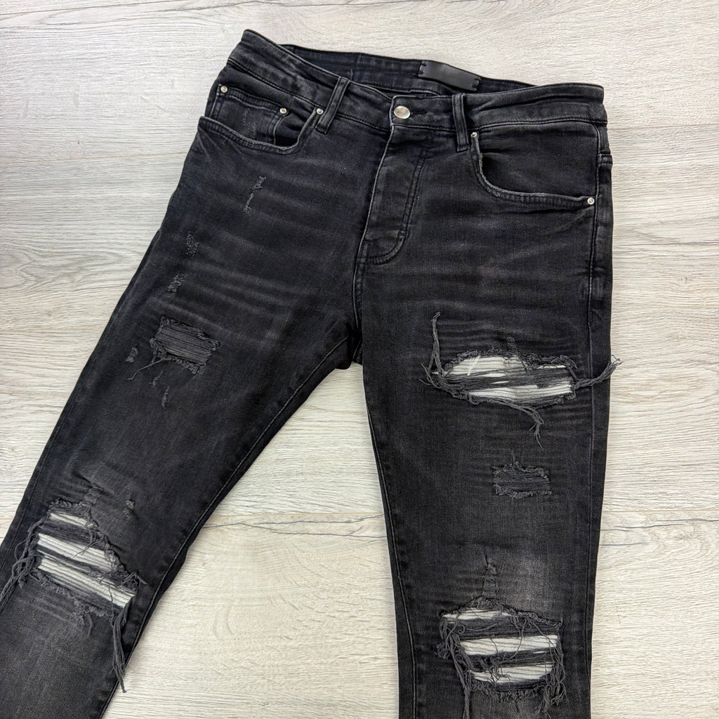 Amiri Men’s MX1 Aged Black Distressed Jeans - Uk 32