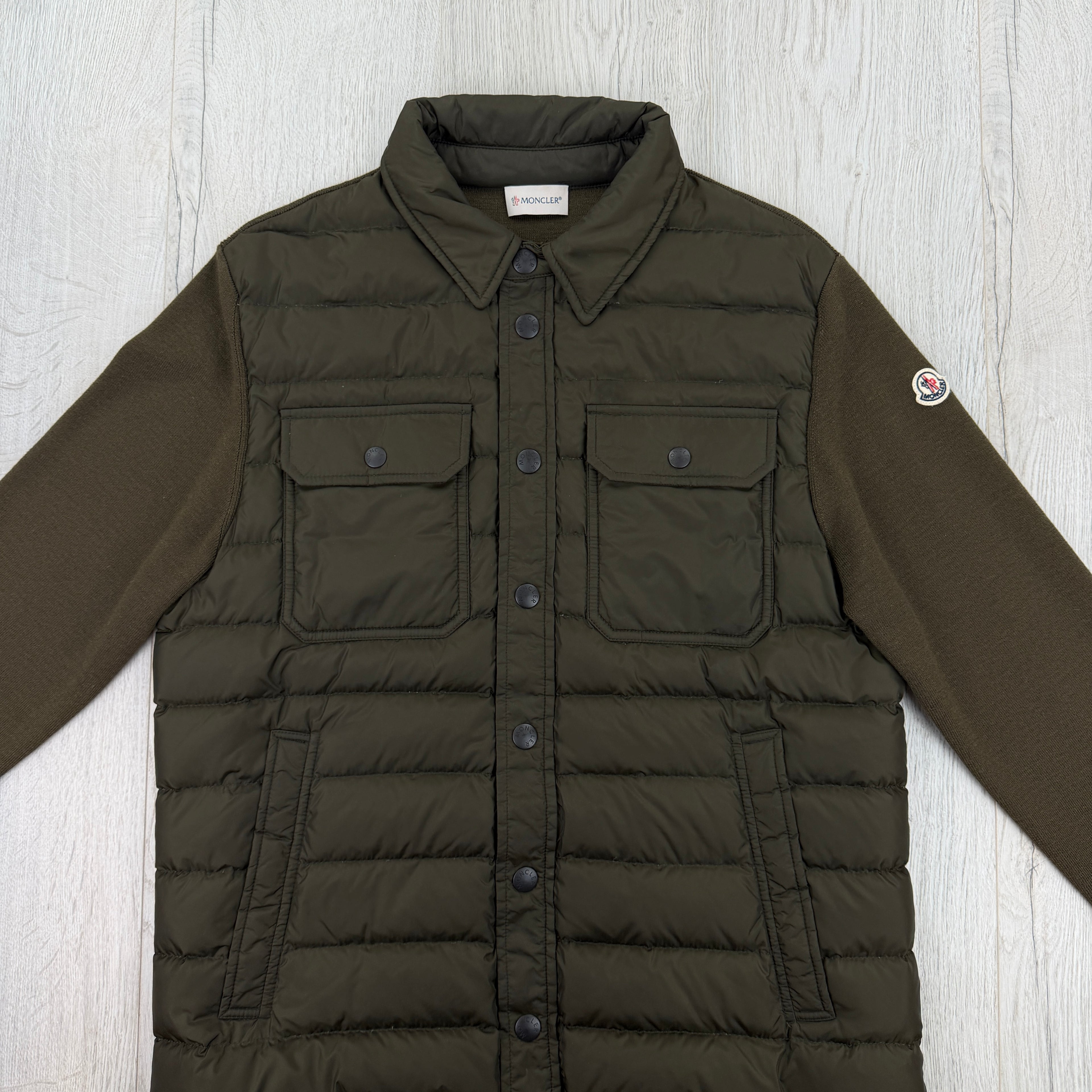 Moncler Men’s Olive Button Up Cardigan - Large Slim