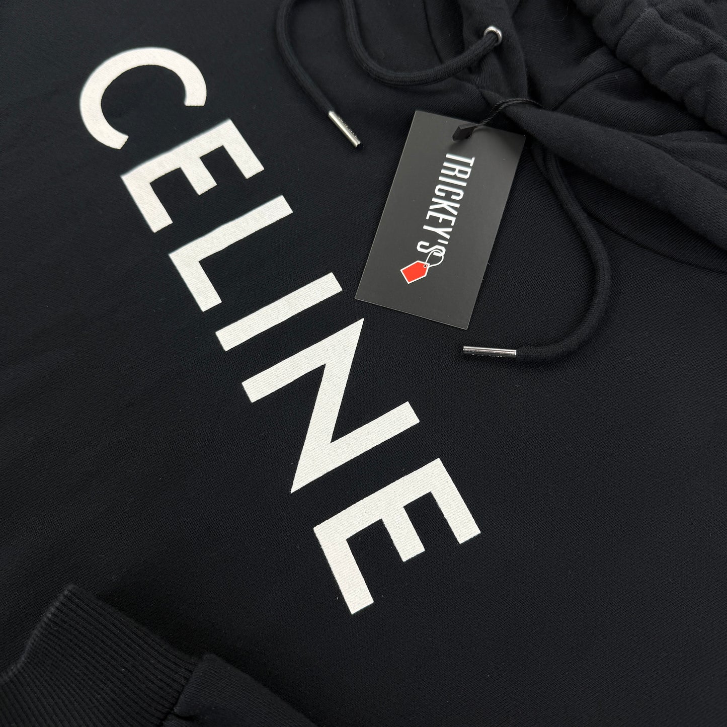 Celine Men’s Black Loose Pullover Hoodie - Medium
