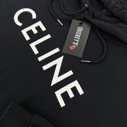 Celine Men’s Black Loose Pullover Hoodie - Medium