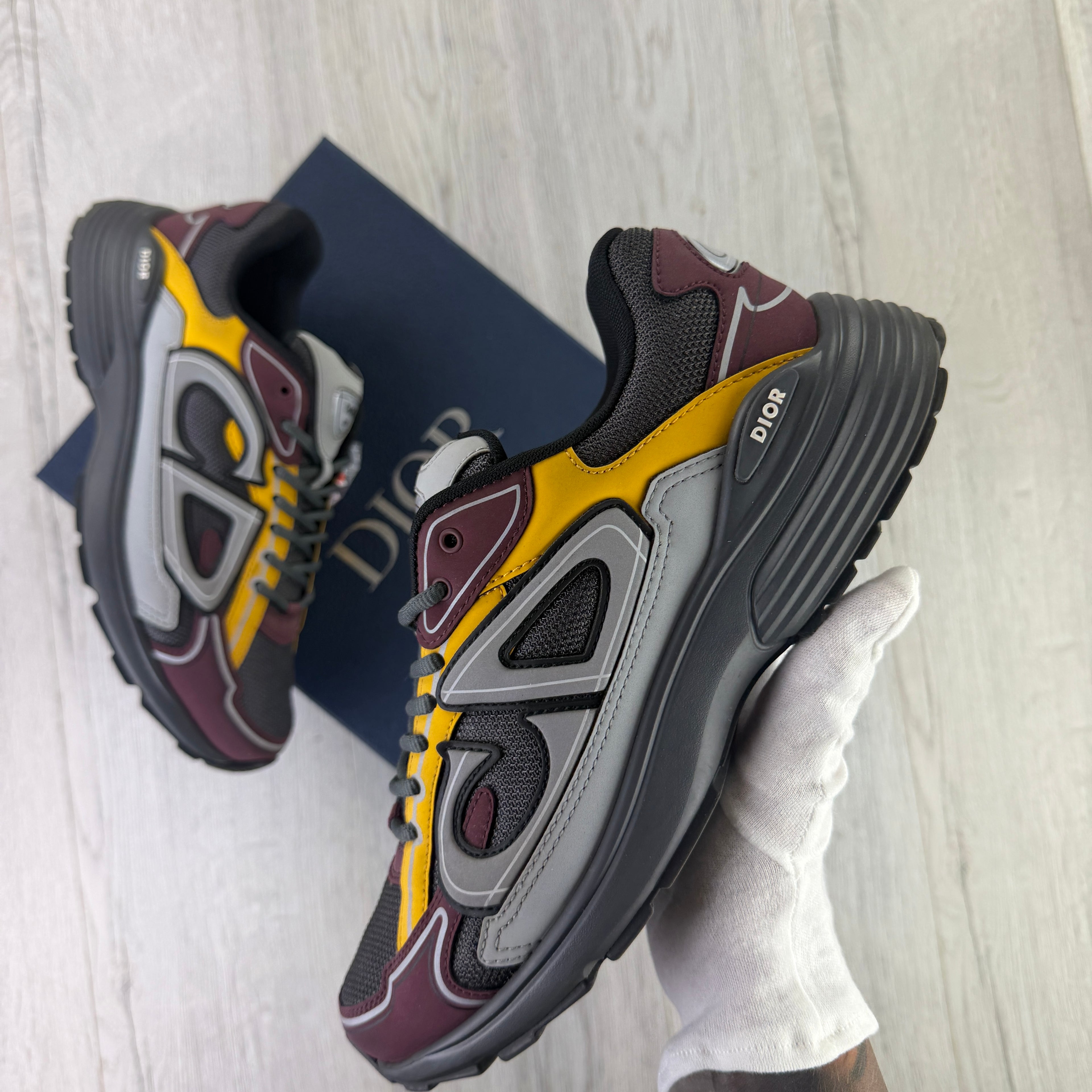 Dior B30 Men’s Burgundy / Yellow Trainers - 43 (Uk 9)