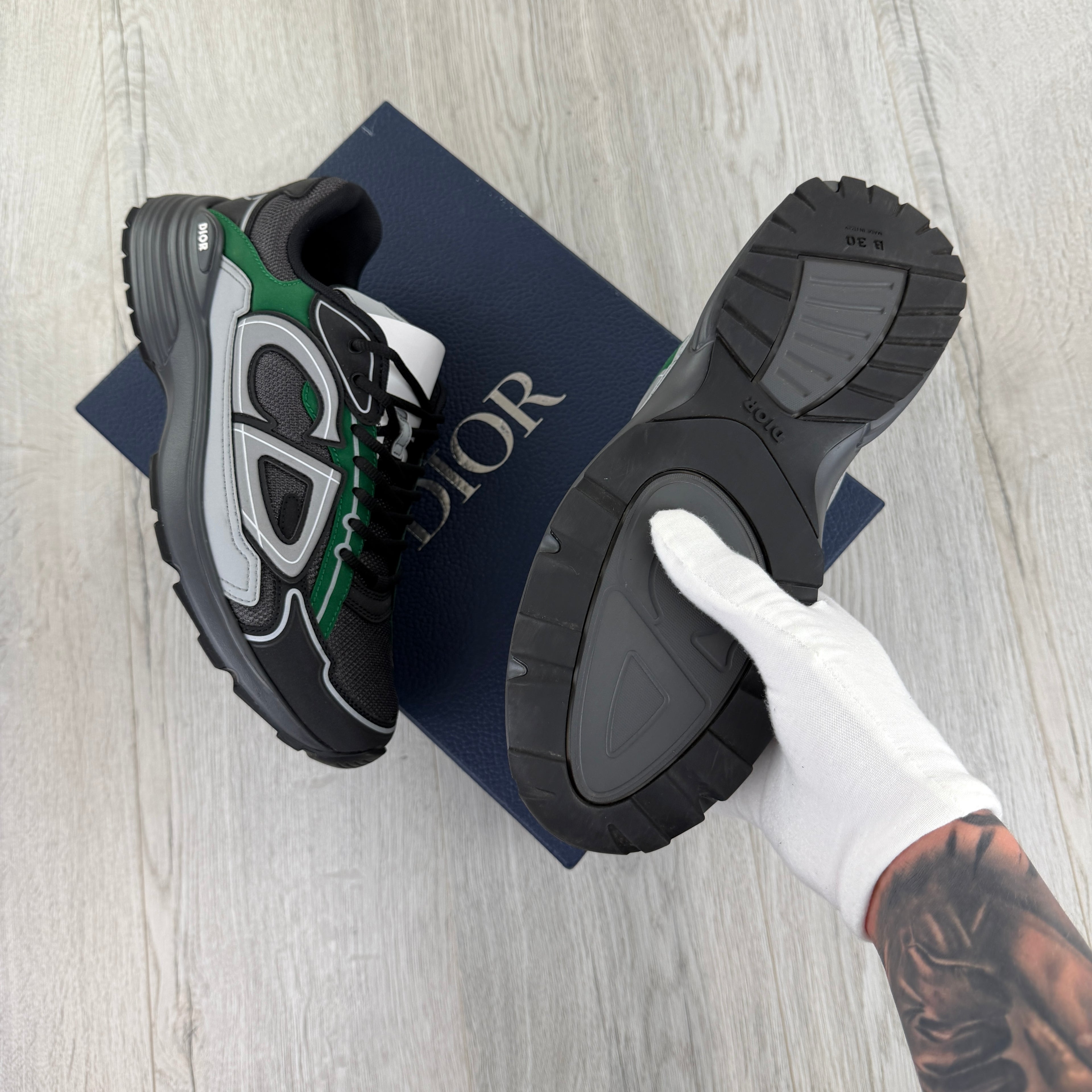 Dior B30 Men’s Black Deep Grey Green Trainers - 42 (Uk 8)