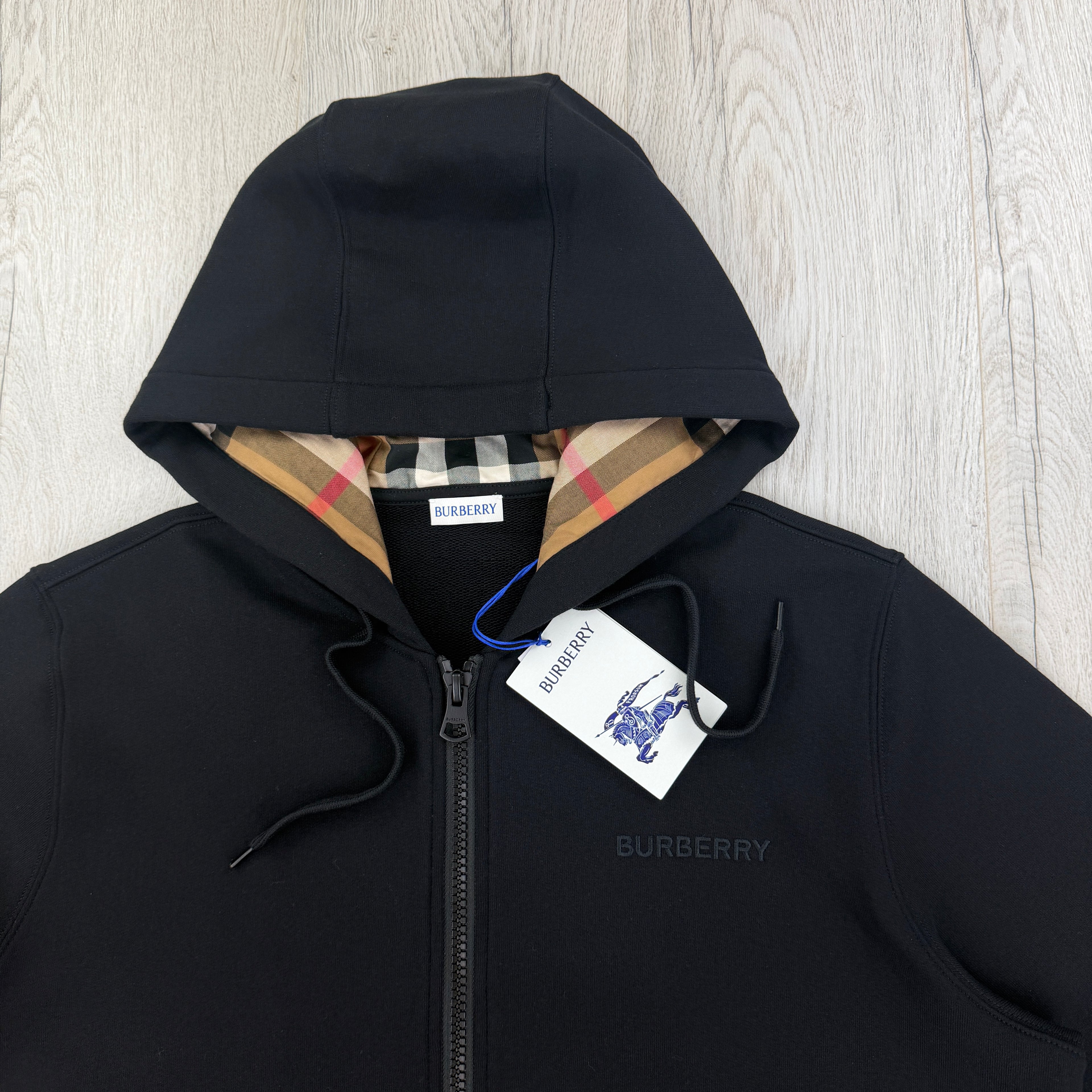 Burberry Men’s Black Zip-up Hoodie - Large