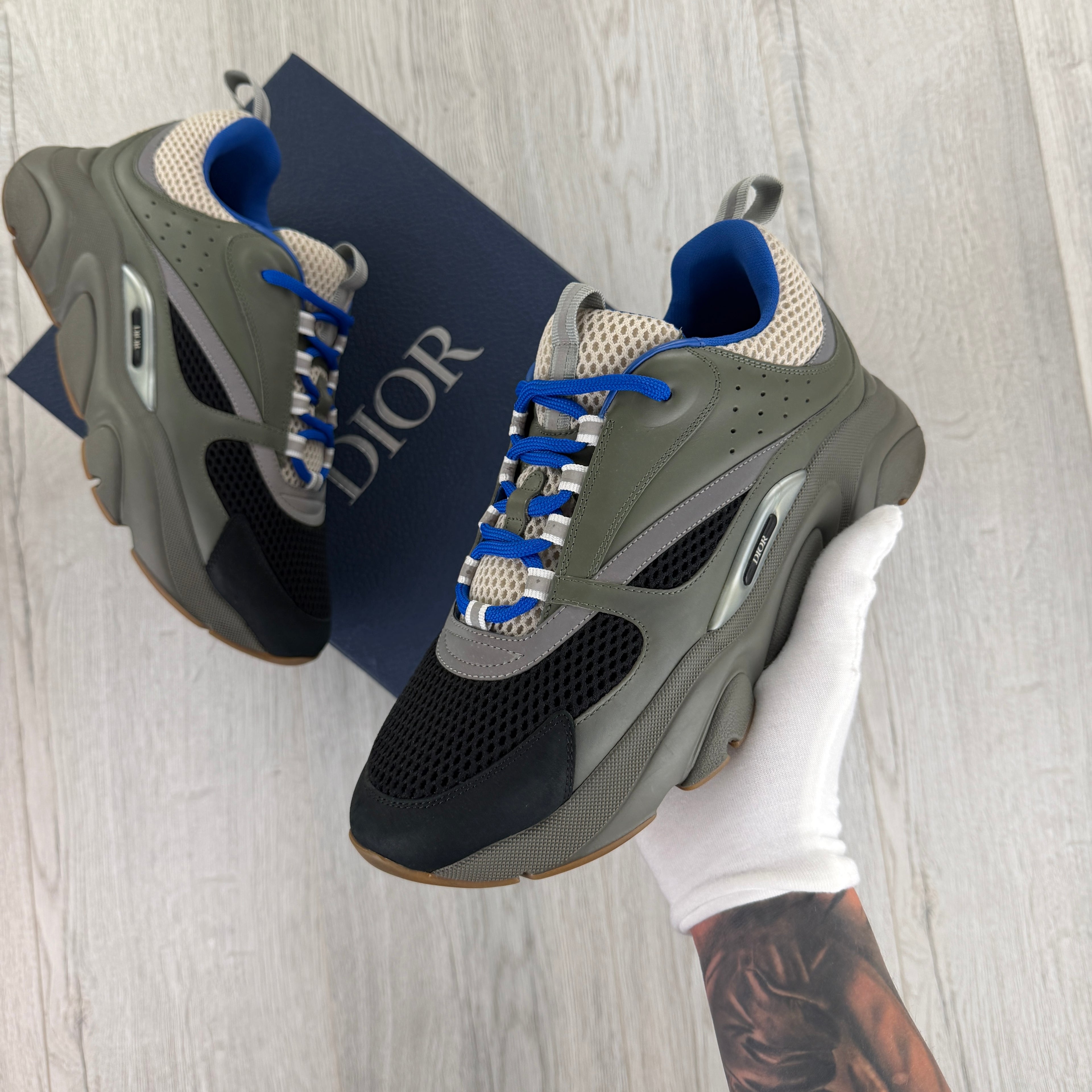 Dior B22 Men’s Khaki Green & Blue Trainers - 43 (Fit Uk 8.5)