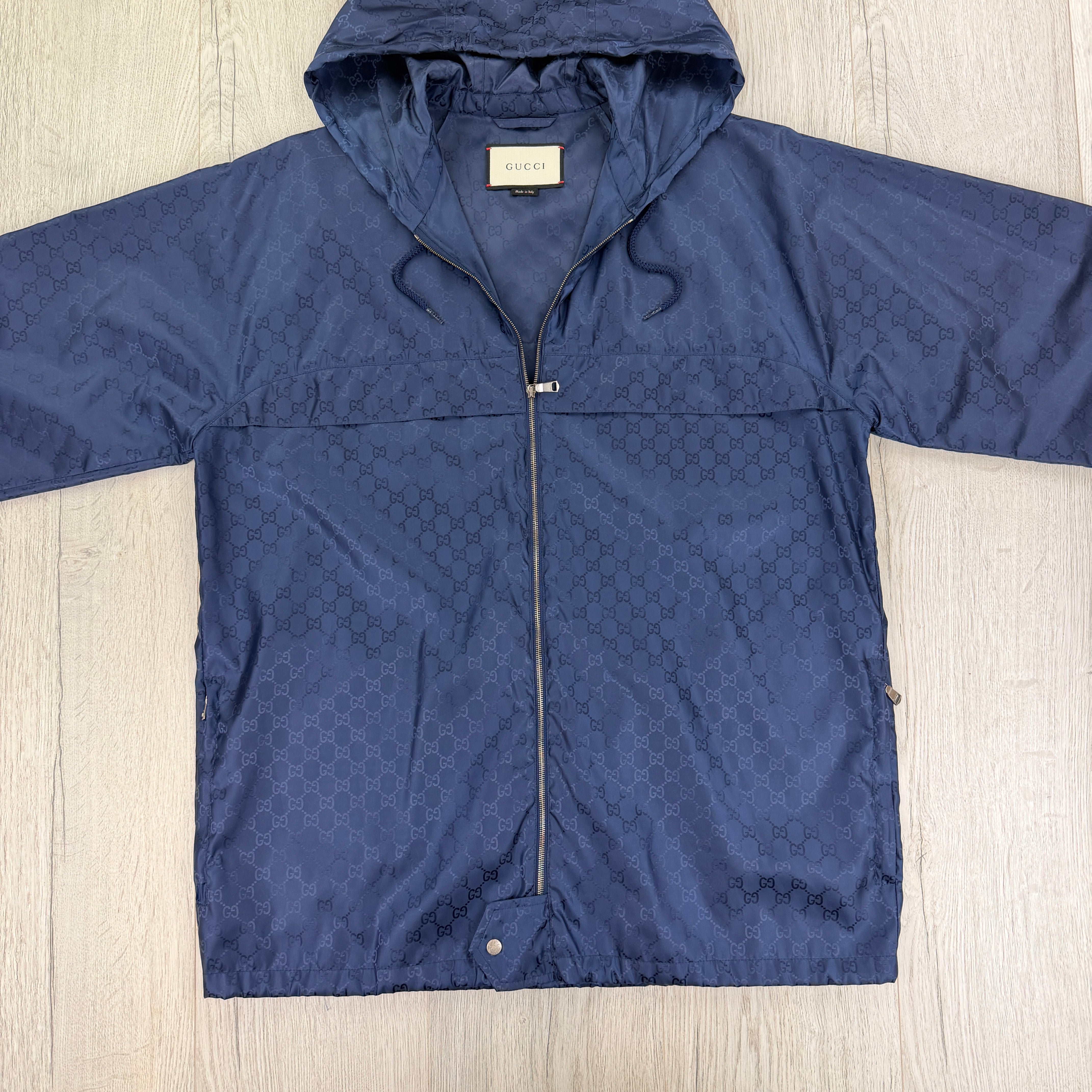 Gucci Men's Navy Zip-up Monogrammed Windbreaker - 50 (Fit XL