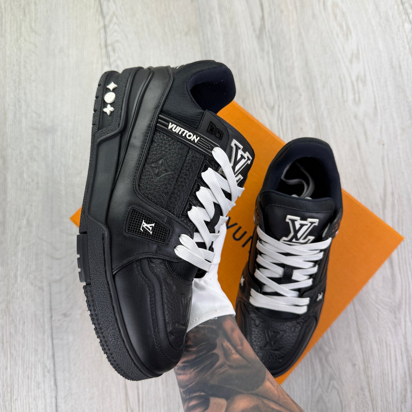 Louis Vuitton Men’s Black & White Trainers - Uk 7 (Fit 8)