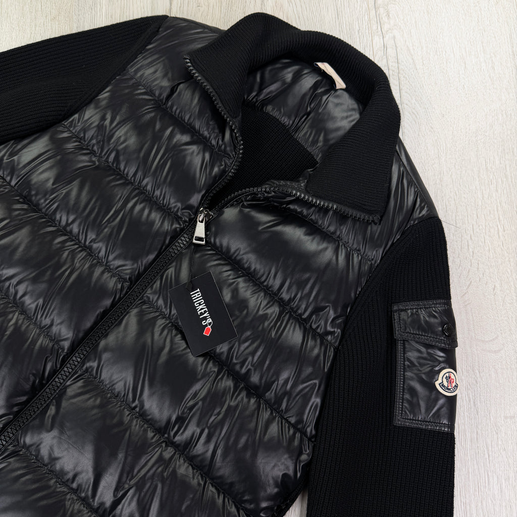 Moncler Men’s Black Zip-up Tricot Cardigan - Large