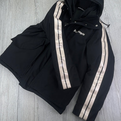 Palm Angels Men’s Black Zip-up Long Jacket - Medium