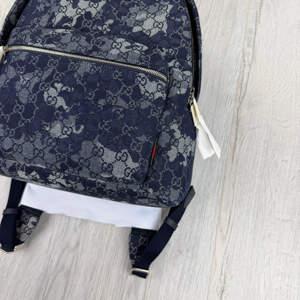 Gucci Men’s Monogram Camo Denim Jumbo GG Backpack